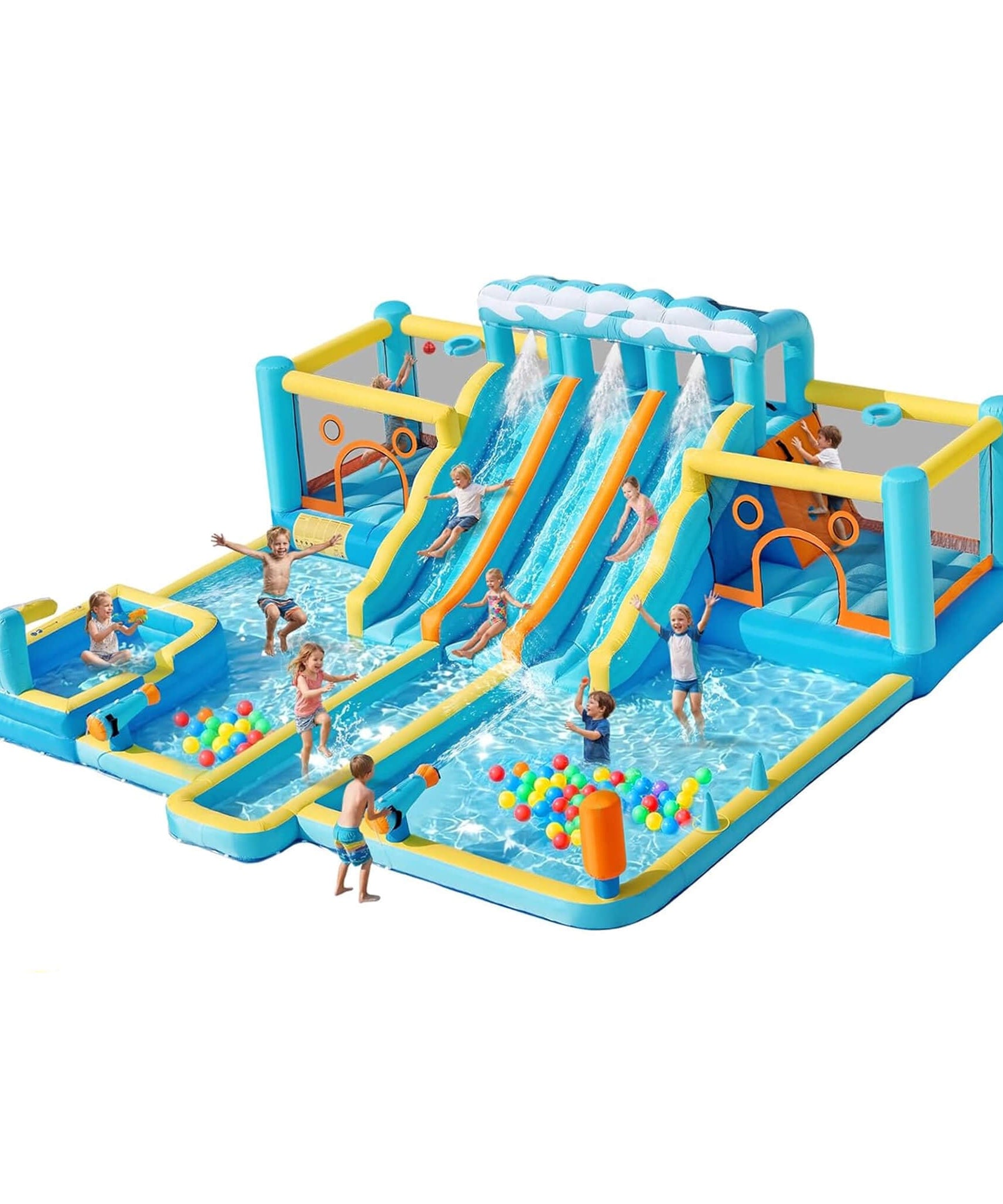 10-in-1 Inflatable Water Slide Bounce House With Blower (SAK26370)