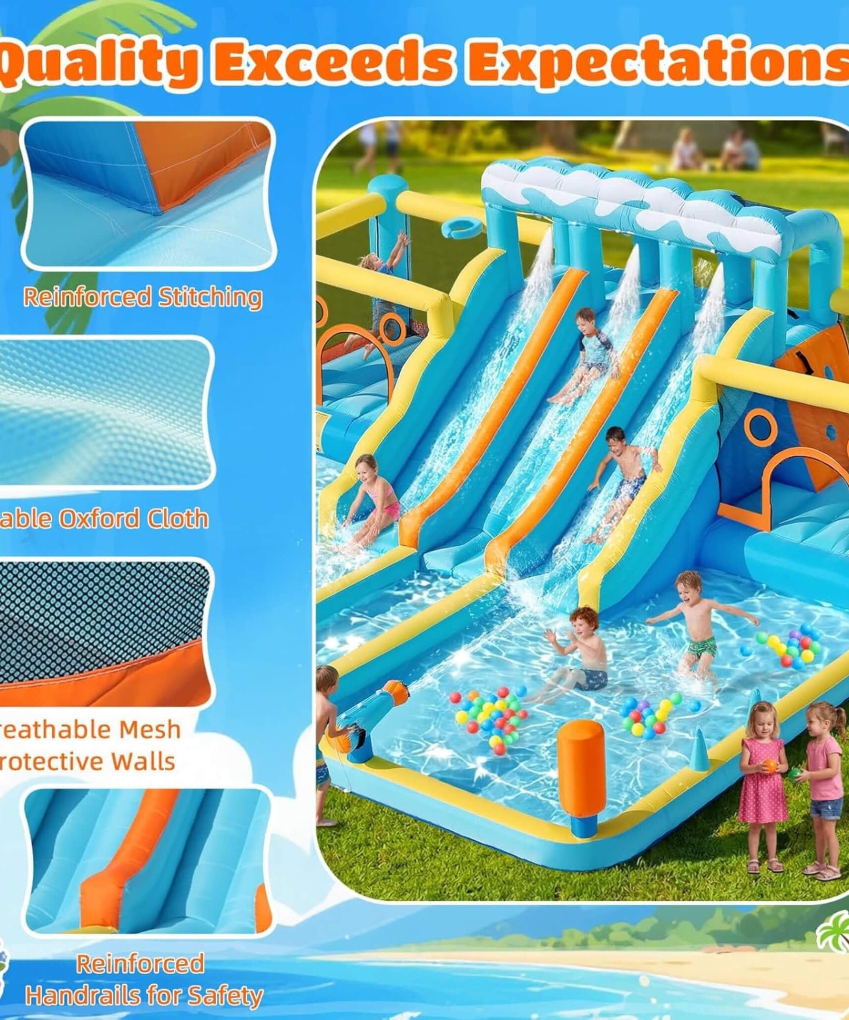 10-in-1 Inflatable Water Slide Bounce House With Blower (SAK26370)