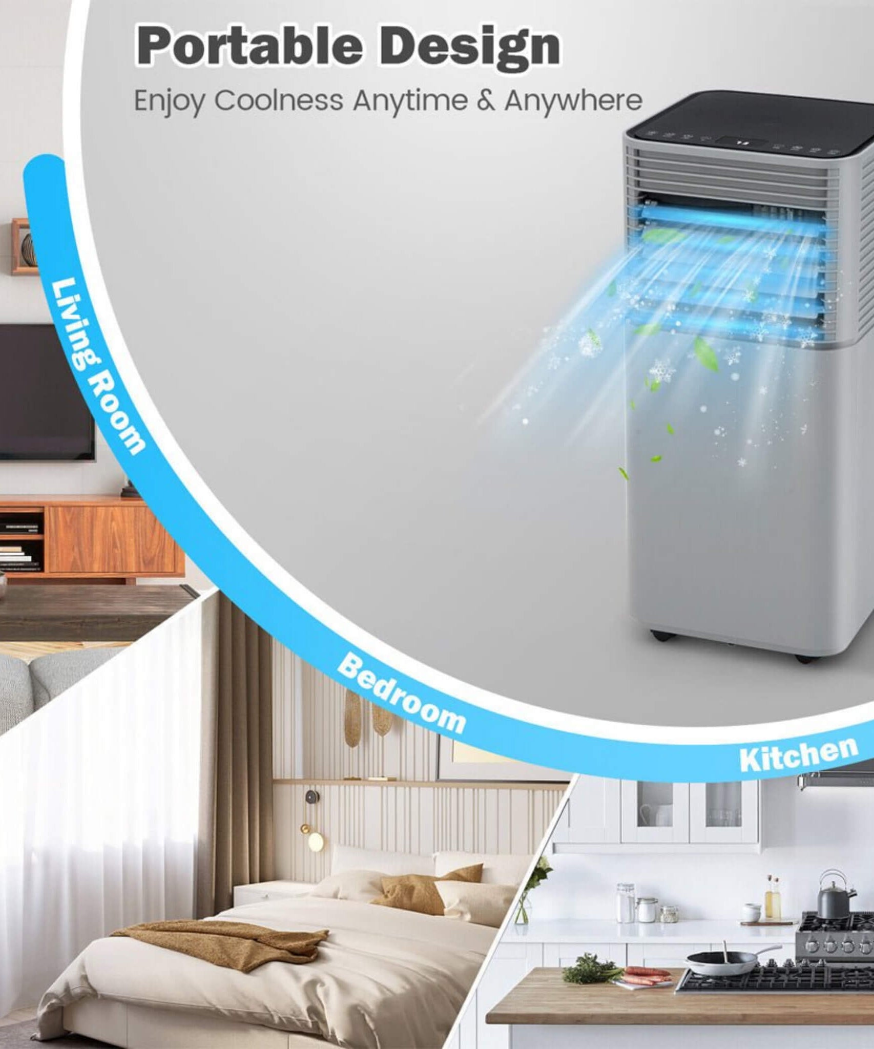 10K BTU Portable Room Air Conditioner Unit With Dehumidifier And Fan Mode (SAK30782)