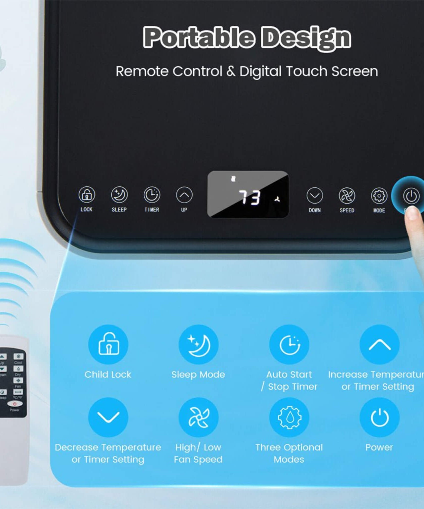 10K BTU Portable Room Air Conditioner Unit With Dehumidifier And Fan Mode (SAK30782)