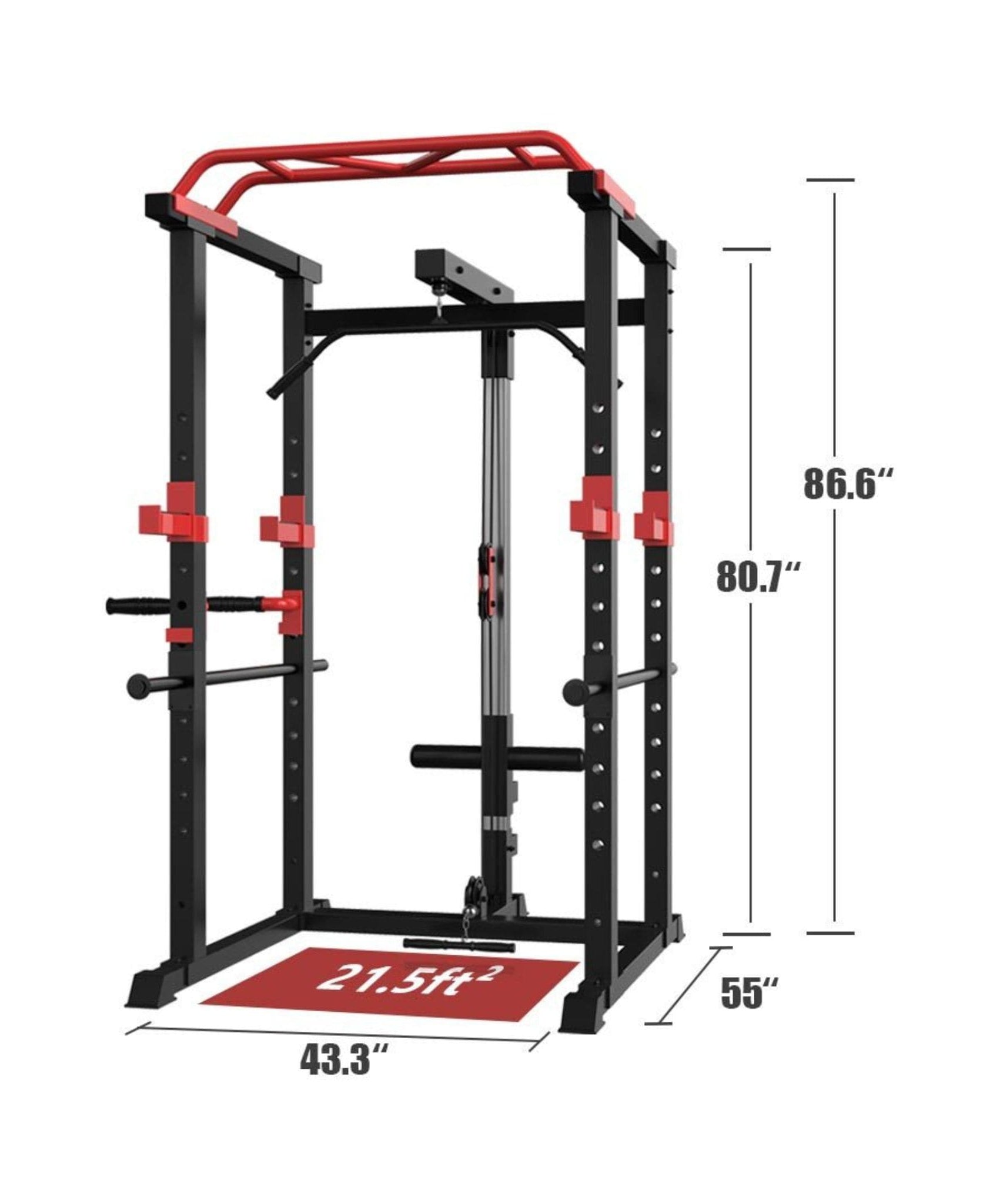 Rovix 1000LBS Multi-Functional Barbell Rack Squat Power Cage With Weight Bench (SAK35822)