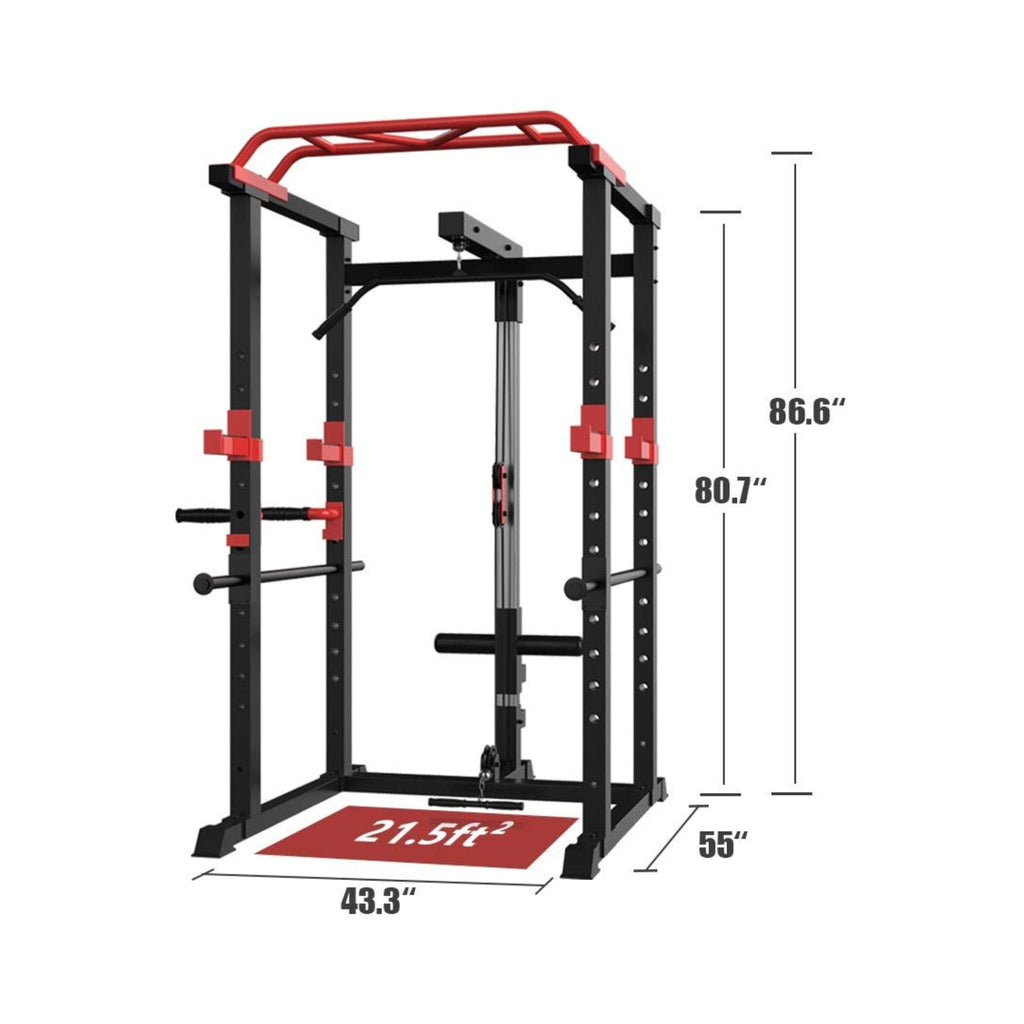 Rovix 1000LBS Multi-Functional Barbell Rack Squat Power Cage With Weight Bench (SAK35822)