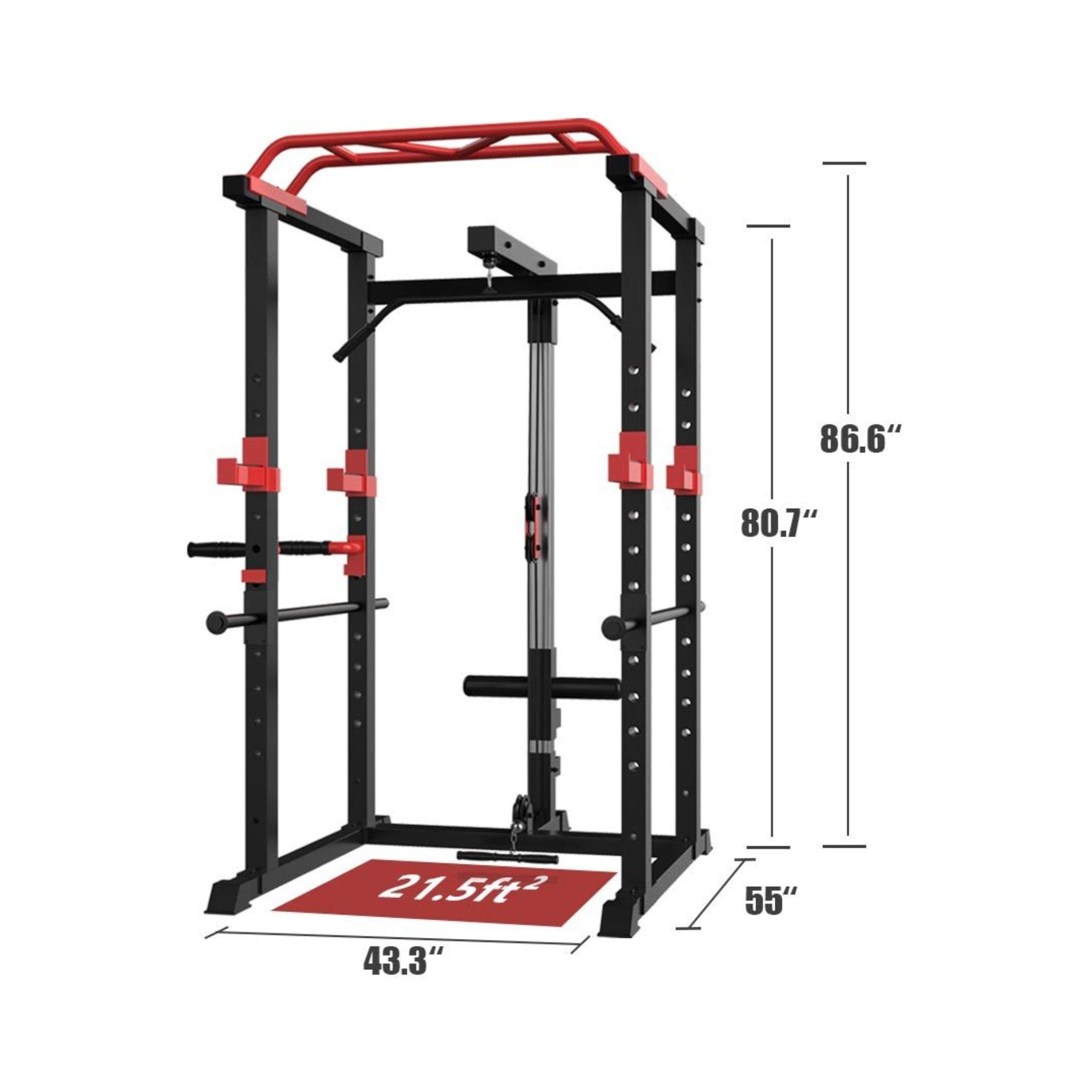 Rovix 1000LBS Multi-Functional Barbell Rack Squat Power Cage With Weight Bench (SAK35822)