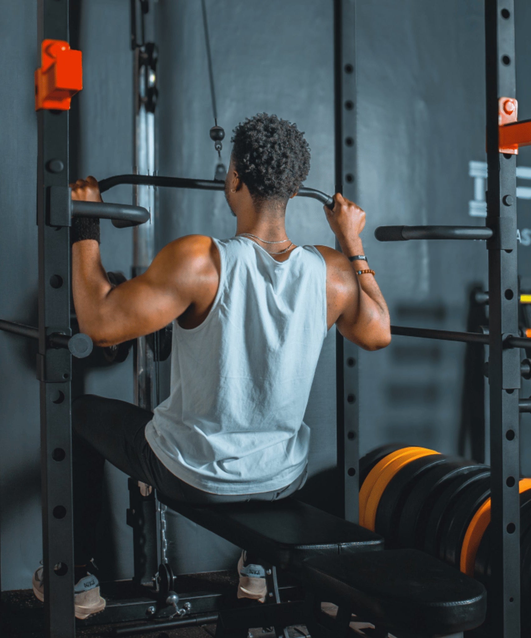 Rovix 1000LBS Multi-Functional Barbell Rack Squat Power Cage With Weight Bench (SAK35822)