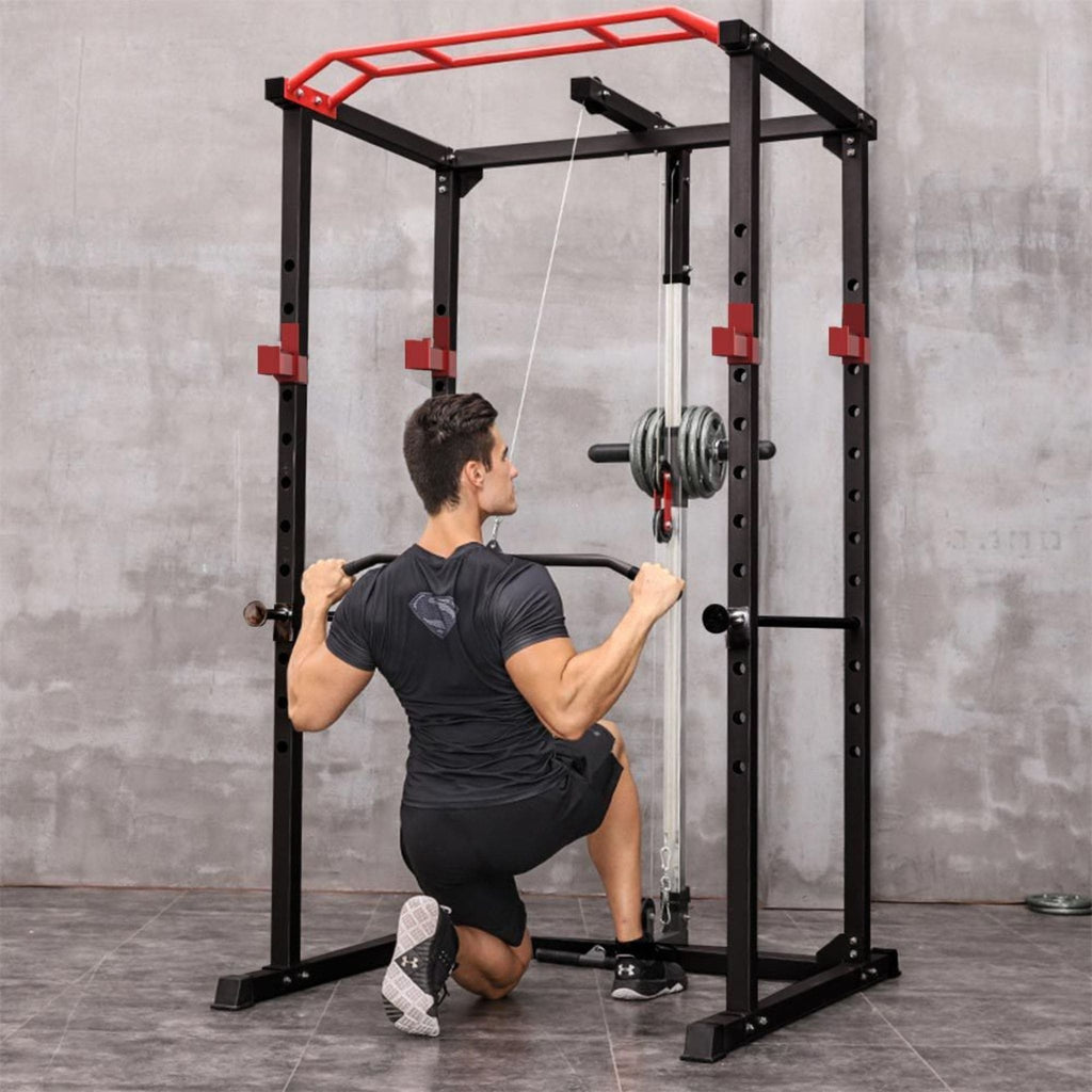 Rovix 1000LBS Multi-Functional Barbell Rack Squat Power Cage With Weight Bench (SAK35822)