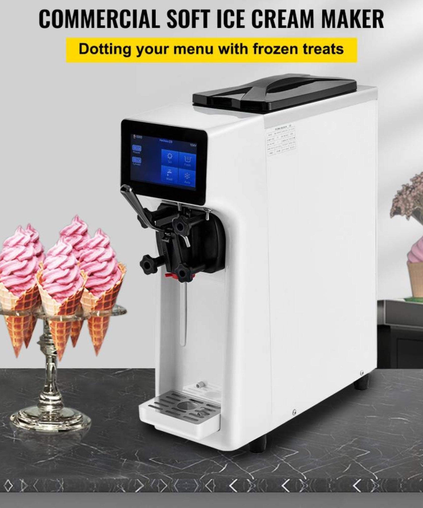 1000W Commercial 4.0L Home Soft Serve Frozen Yogurt Ice Cream Maker Machine (SAK83425)