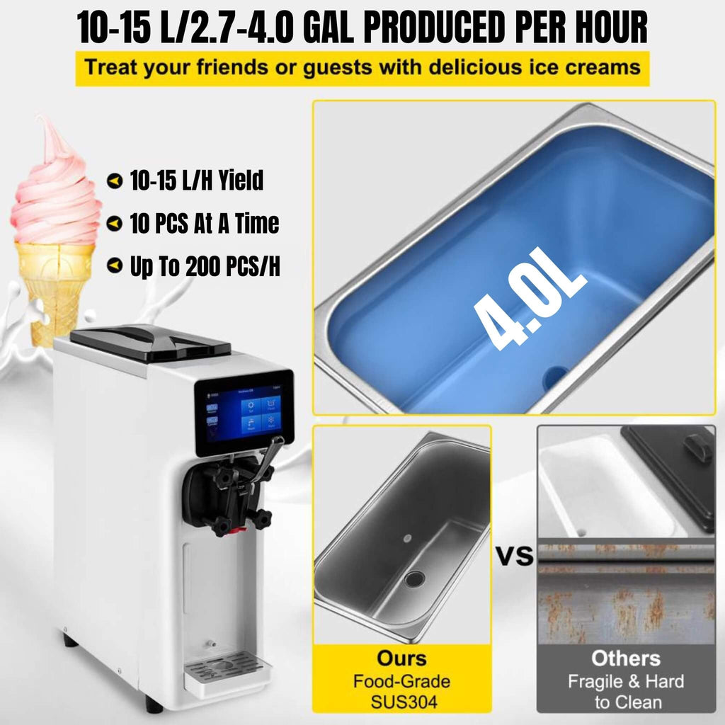 1000W Commercial 4.0L Home Soft Serve Frozen Yogurt Ice Cream Maker Machine (SAK83425)
