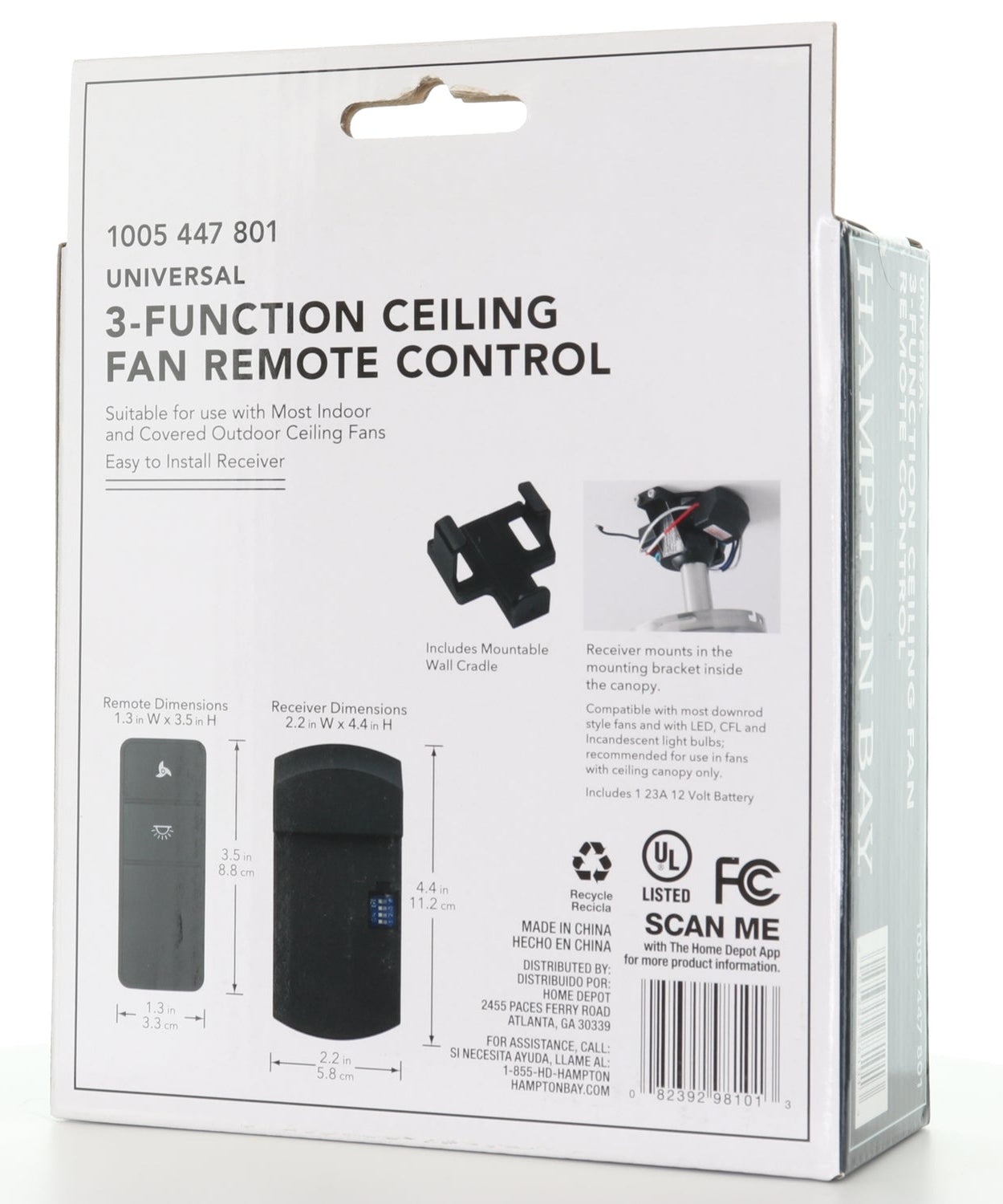 Hampton Bay Universal Ceiling Fan Kit with Basic On/Off Ceiling Fan Remote Control (Damp Rated)