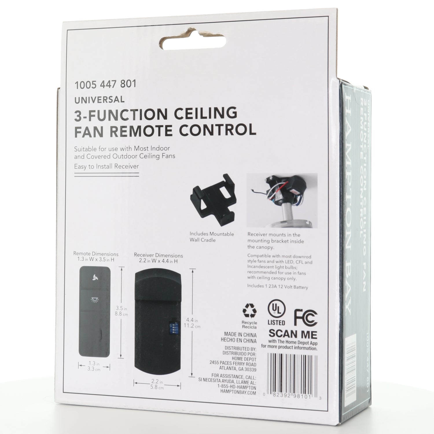 Hampton Bay Universal Ceiling Fan Kit with Basic On/Off Ceiling Fan Remote Control (Damp Rated)