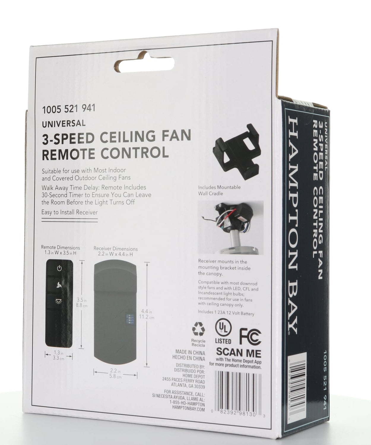 Hampton Bay Universal 3-speed Ceiling Fan Kit with Remote Control with Dimming