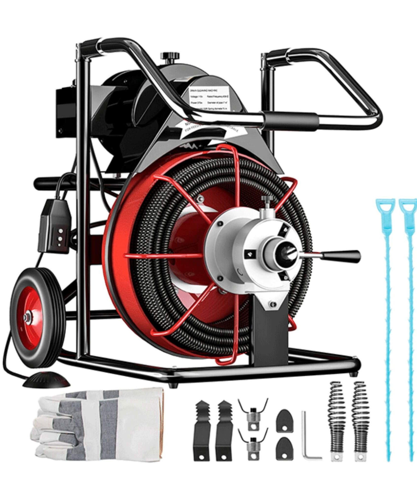 [100FTX3/8"] Electric Sewer Drain Cleaner Snake Clog Machine W/ Cutter (SAK53785)