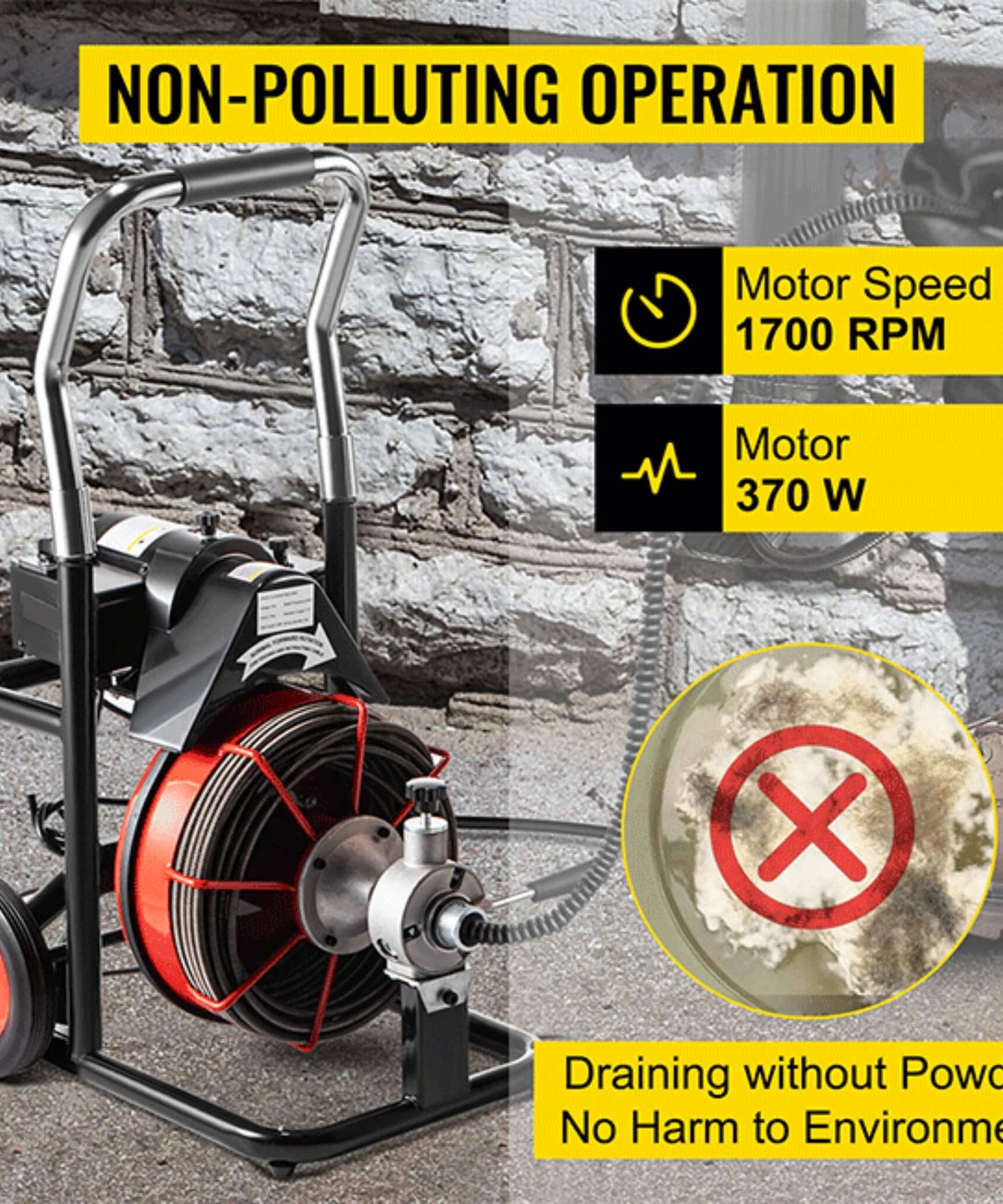 [100FTX3/8"] Electric Sewer Drain Cleaner Snake Clog Machine W/ Cutter (SAK53785)
