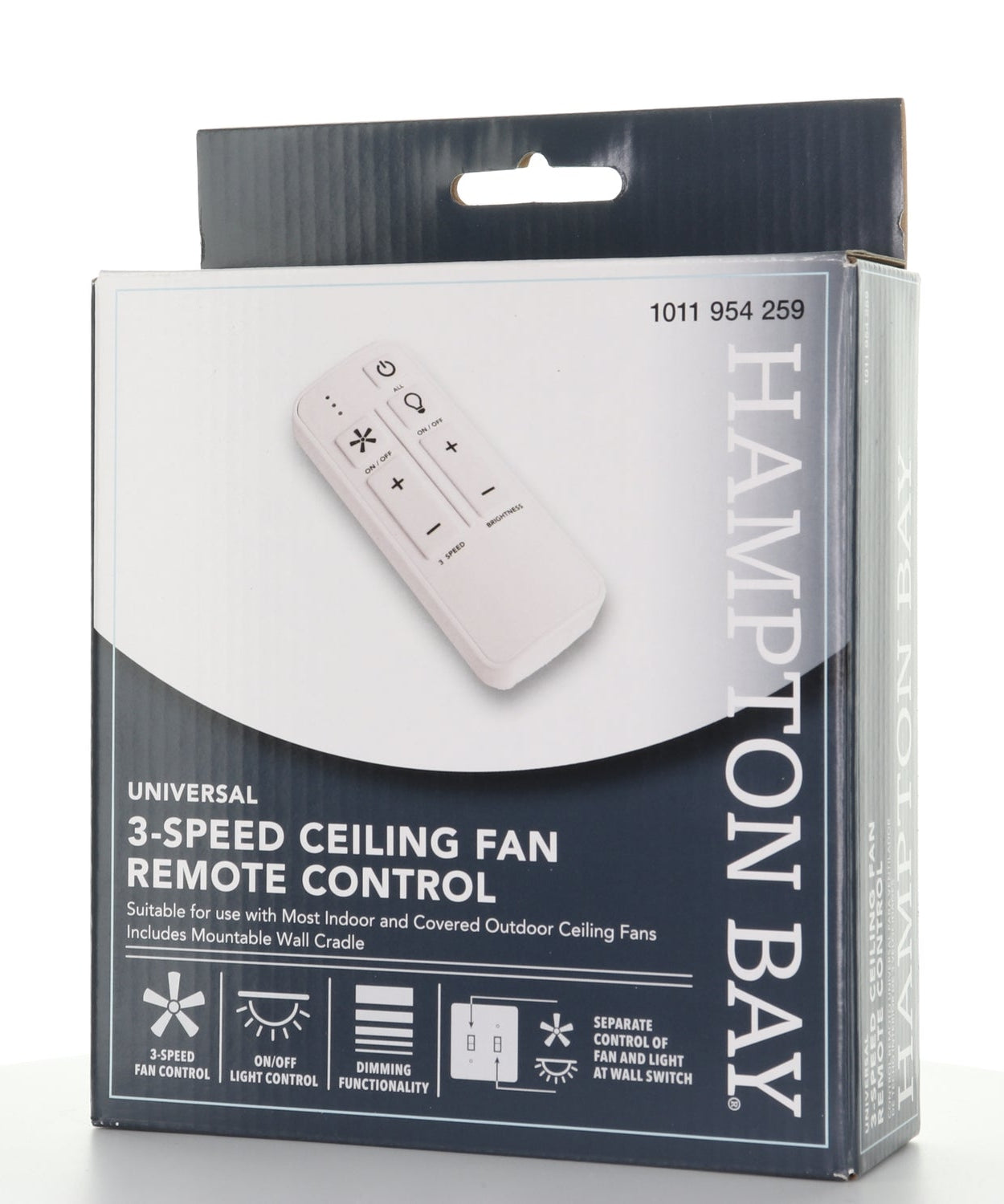 Hampton Bay White Universal 3-speed Damp Rated Ceiling Fan Remote Control with Dimmer