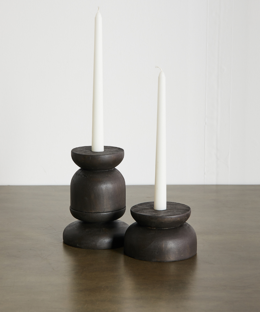 Organic Wood Taper Candlestick Holder
