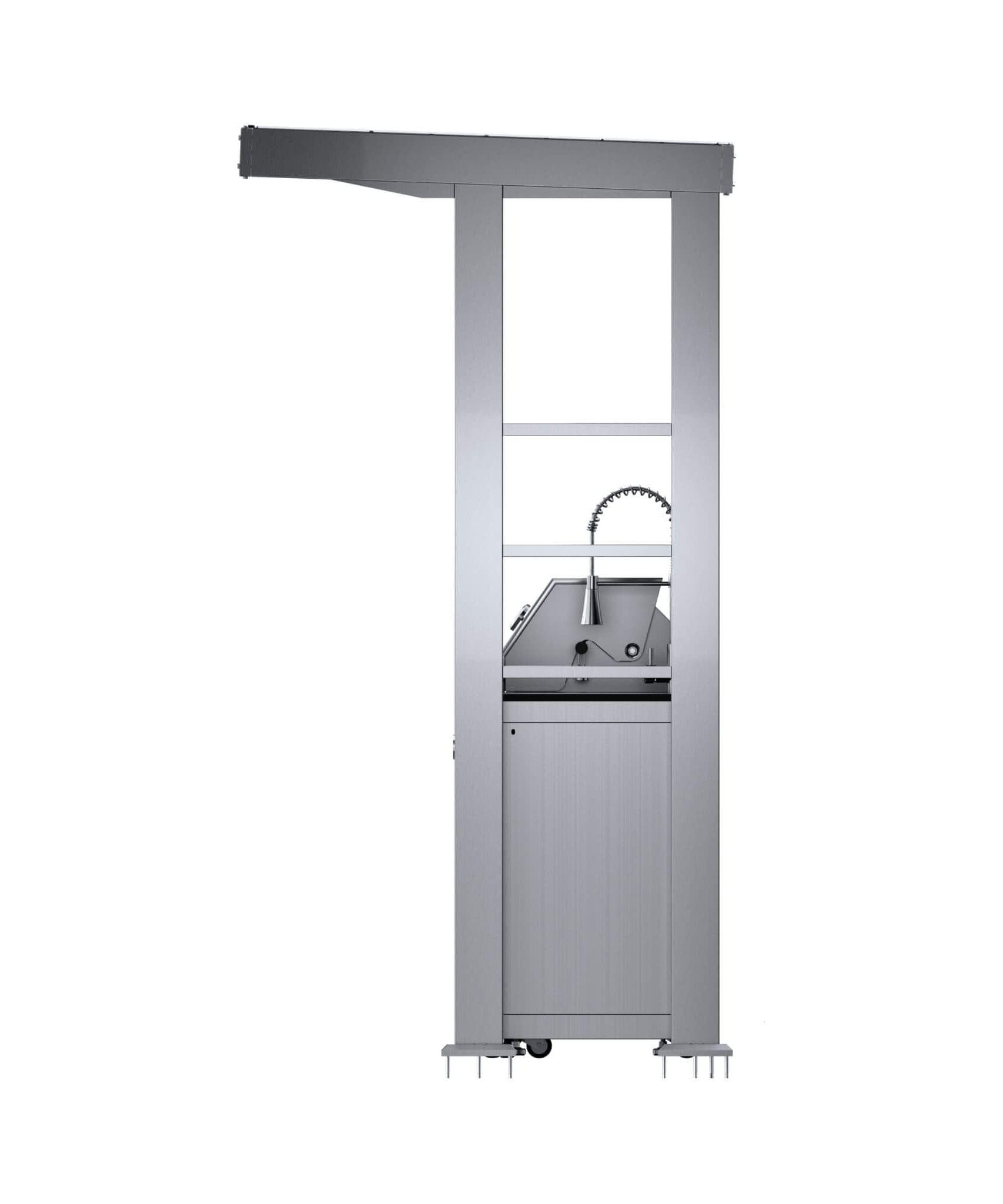 Castelle Flame Blaze 108-Inch 6-Burner 85K BTU Deluxe Stainless Steel Liquid Propane Outdoor Kitchen Grill Island With Wine Cooler, Rotisserie, Cabinets, And Granite Countertops (SAK58310)