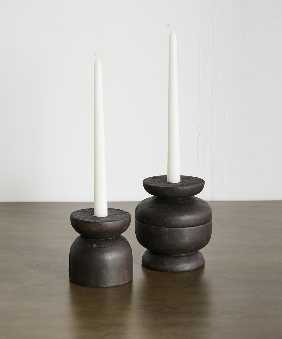 Organic Wood Taper Candlestick Holder