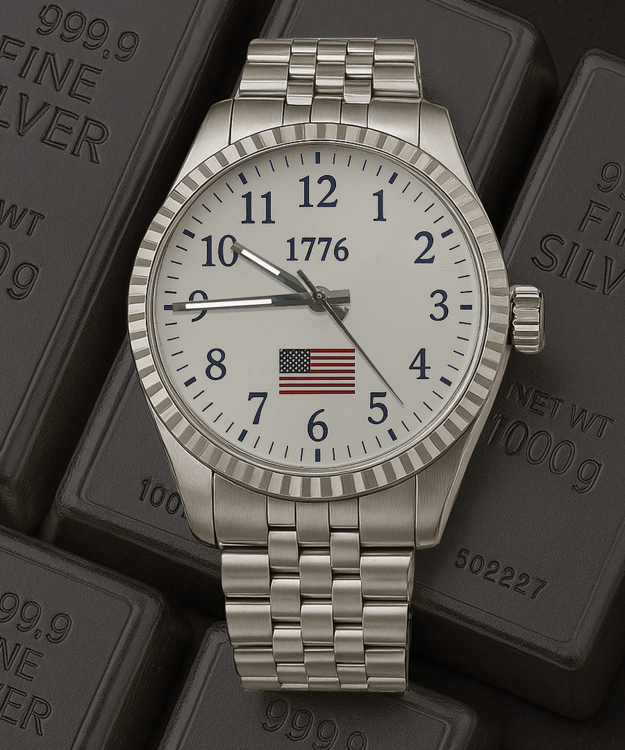 250. Jahrestag Amerikas – Silberne Heritage-Uhr von 1776