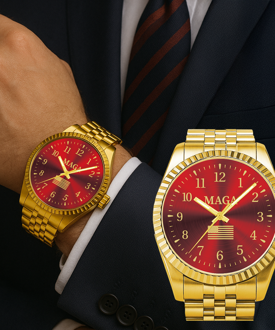 Gold & Rot MAGA Uhr