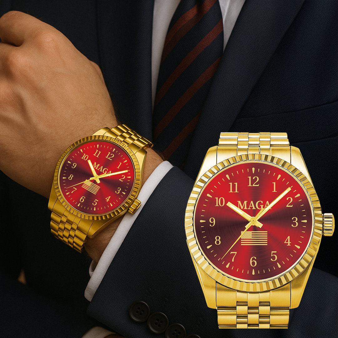 Gold & Rot MAGA Uhr