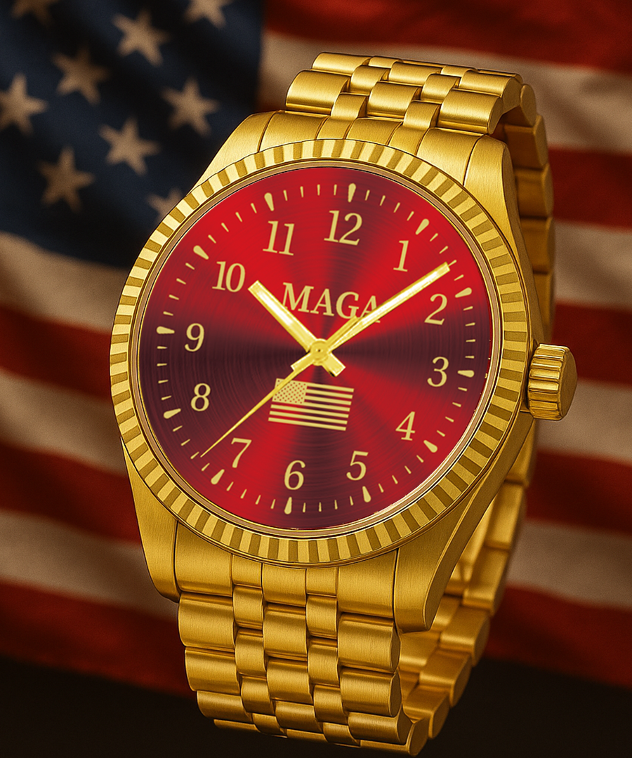 Gold & Rot MAGA Uhr