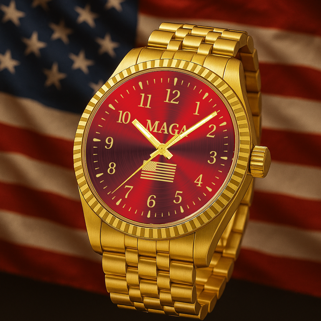 Gold & Rot MAGA Uhr