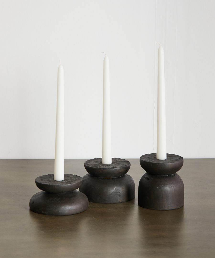 Organic Wood Taper Candlestick Holder
