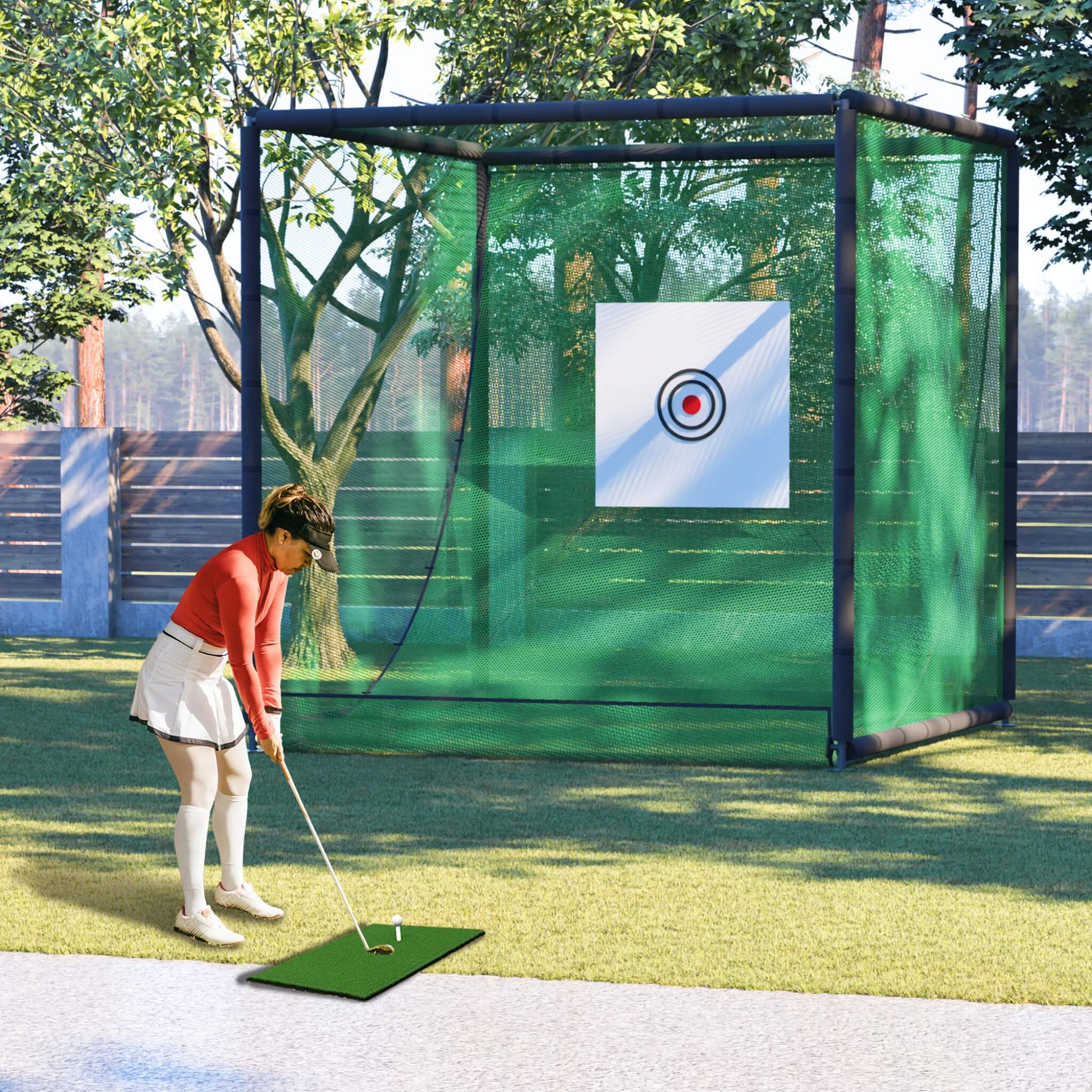 [10X10FT] Golf Practice Net Cage With Metal Frame (SAK41786)