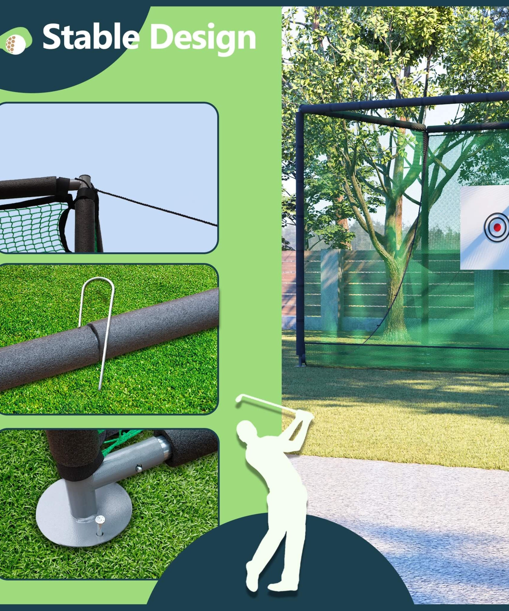 [10X10FT] Golf Practice Net Cage With Metal Frame (SAK41786)
