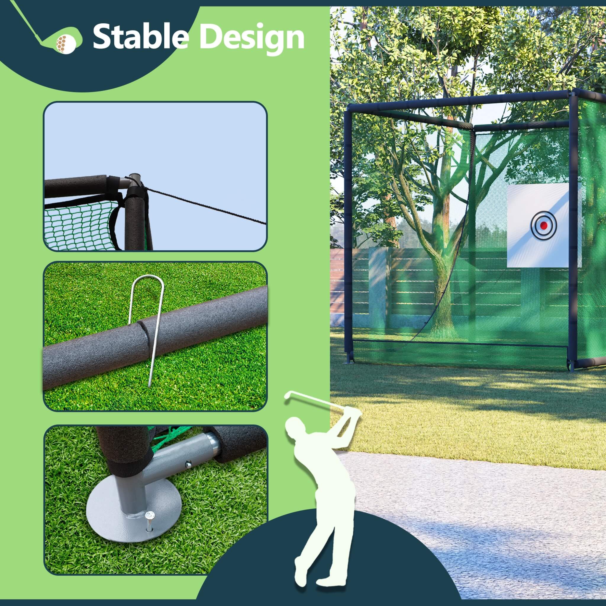 [10X10FT] Golf Practice Net Cage With Metal Frame (SAK41786)