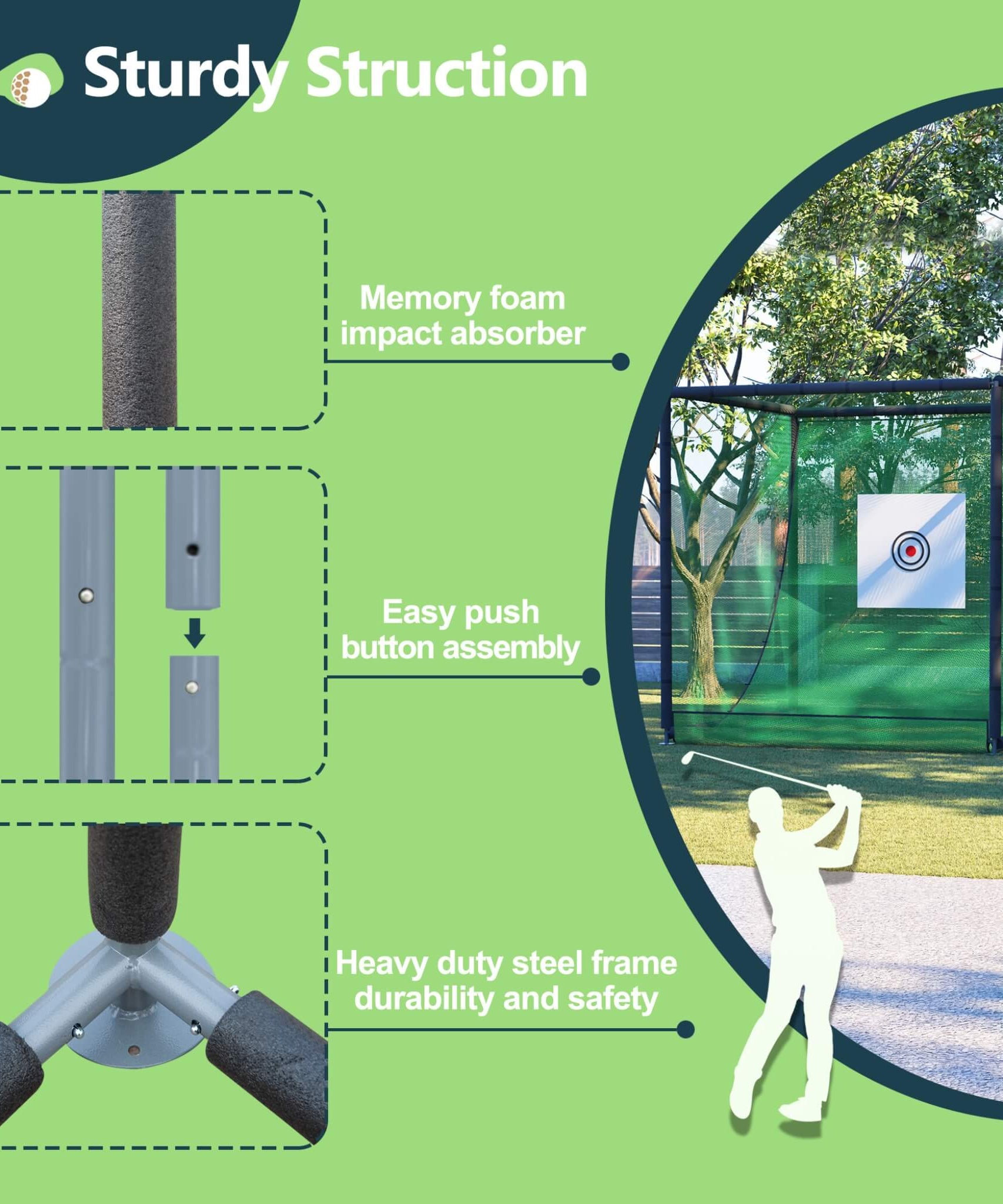 [10X10FT] Golf Practice Net Cage With Metal Frame (SAK41786)