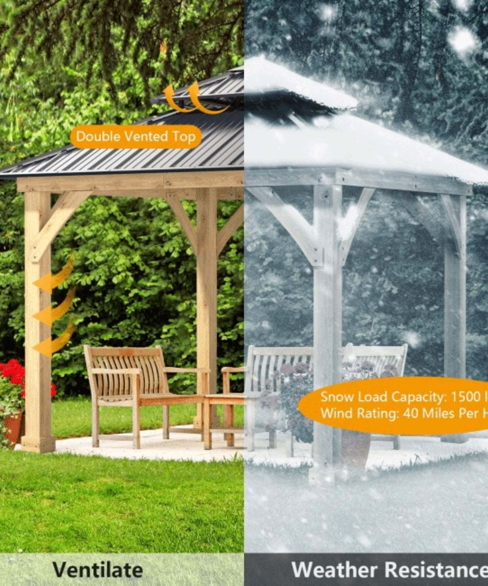 [10X10FT] Alora Premium Outdoor Patio Hardtop Gazebo With Double Steel Roof (SAK01291)