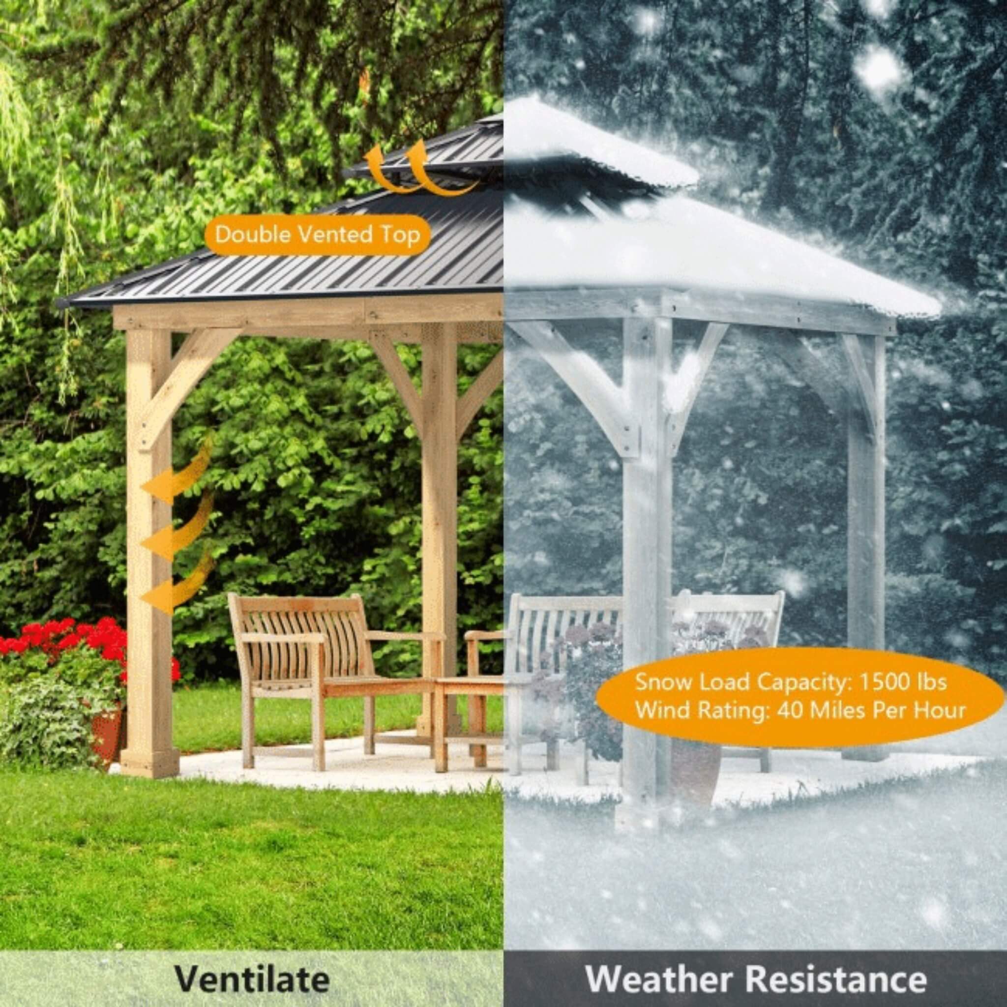 [10X10FT] Alora Premium Outdoor Patio Hardtop Gazebo With Double Steel Roof (SAK01291)