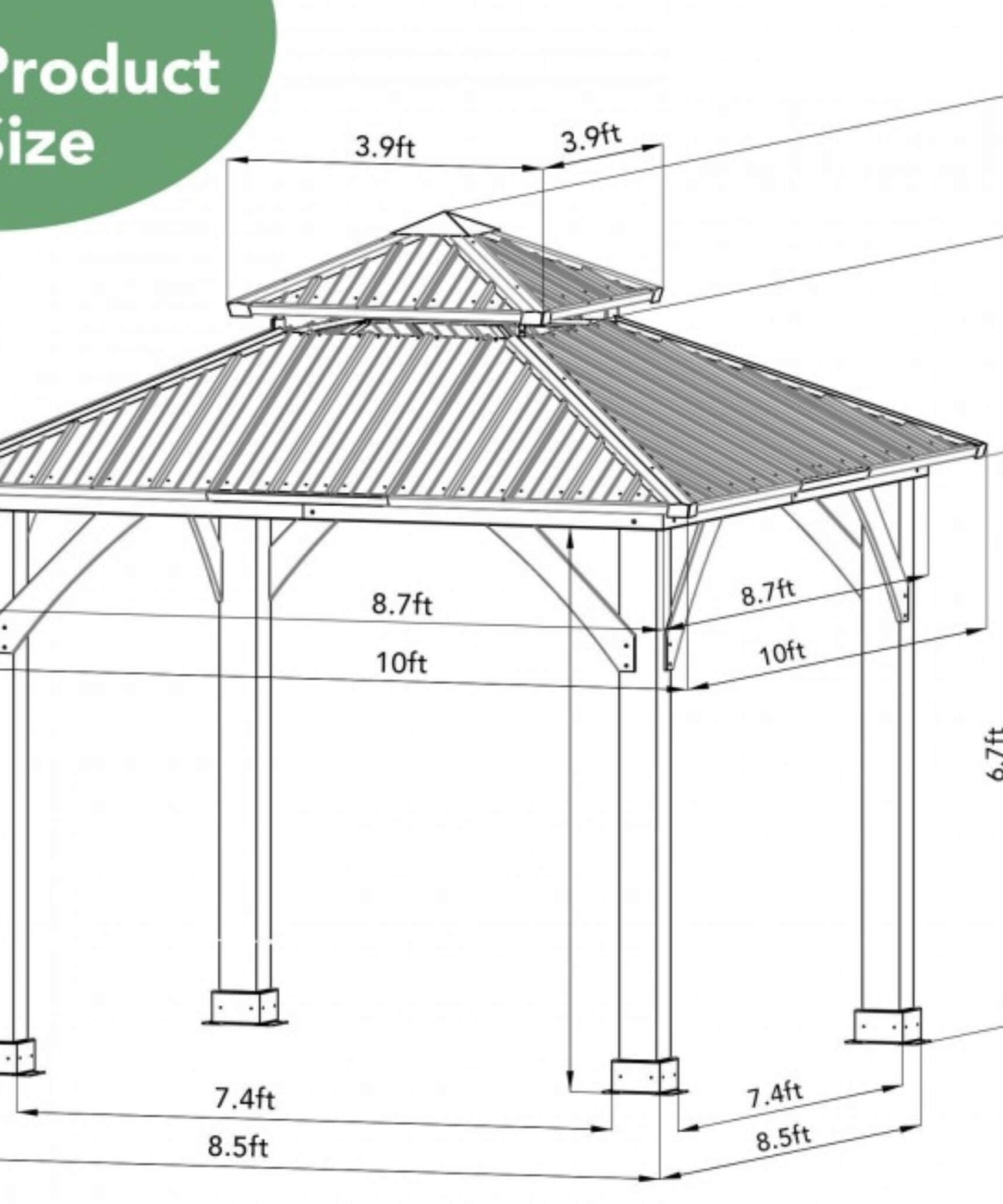 [10X10FT] Alora Premium Outdoor Patio Hardtop Gazebo With Double Steel Roof (SAK01291)