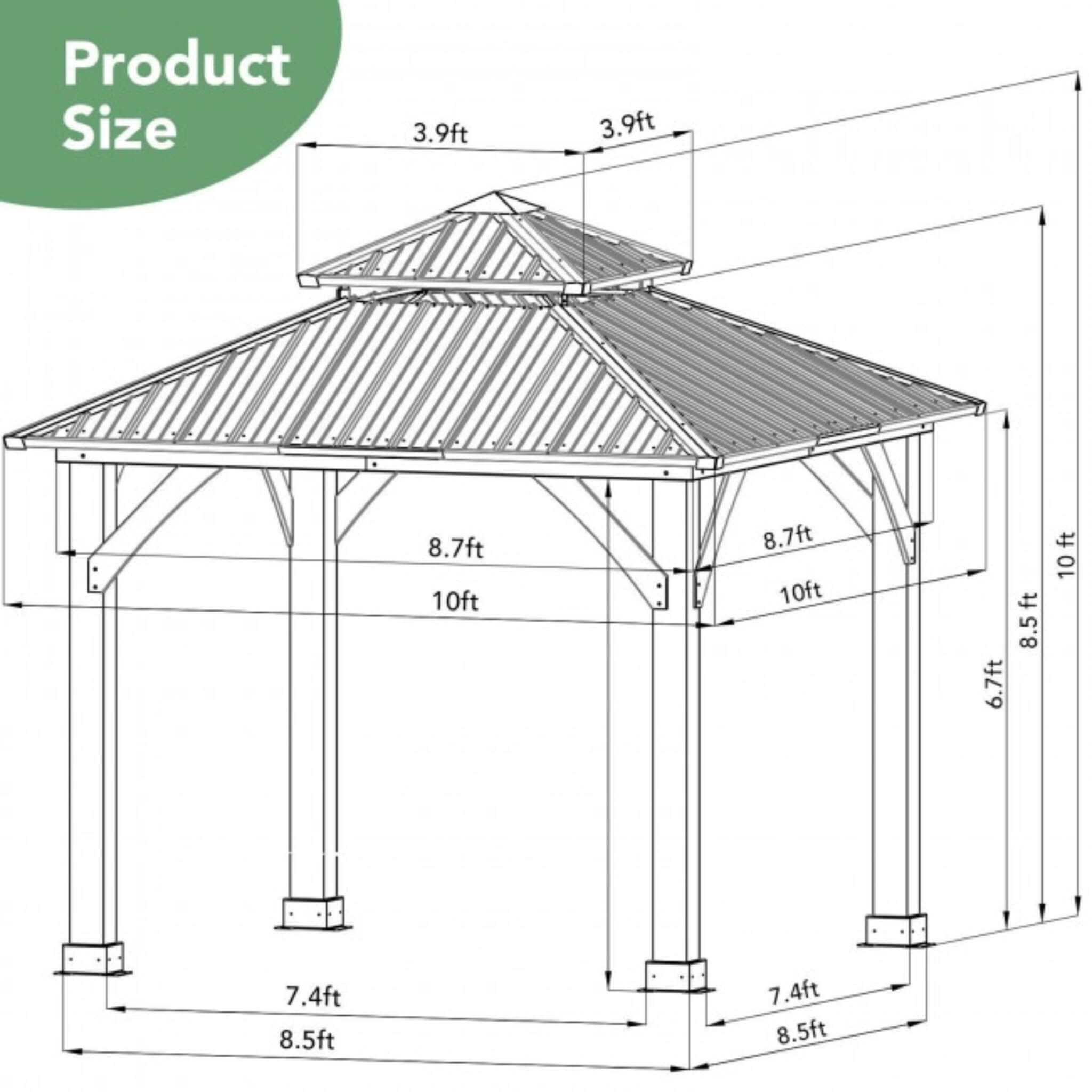 [10X10FT] Alora Premium Outdoor Patio Hardtop Gazebo With Double Steel Roof (SAK01291)