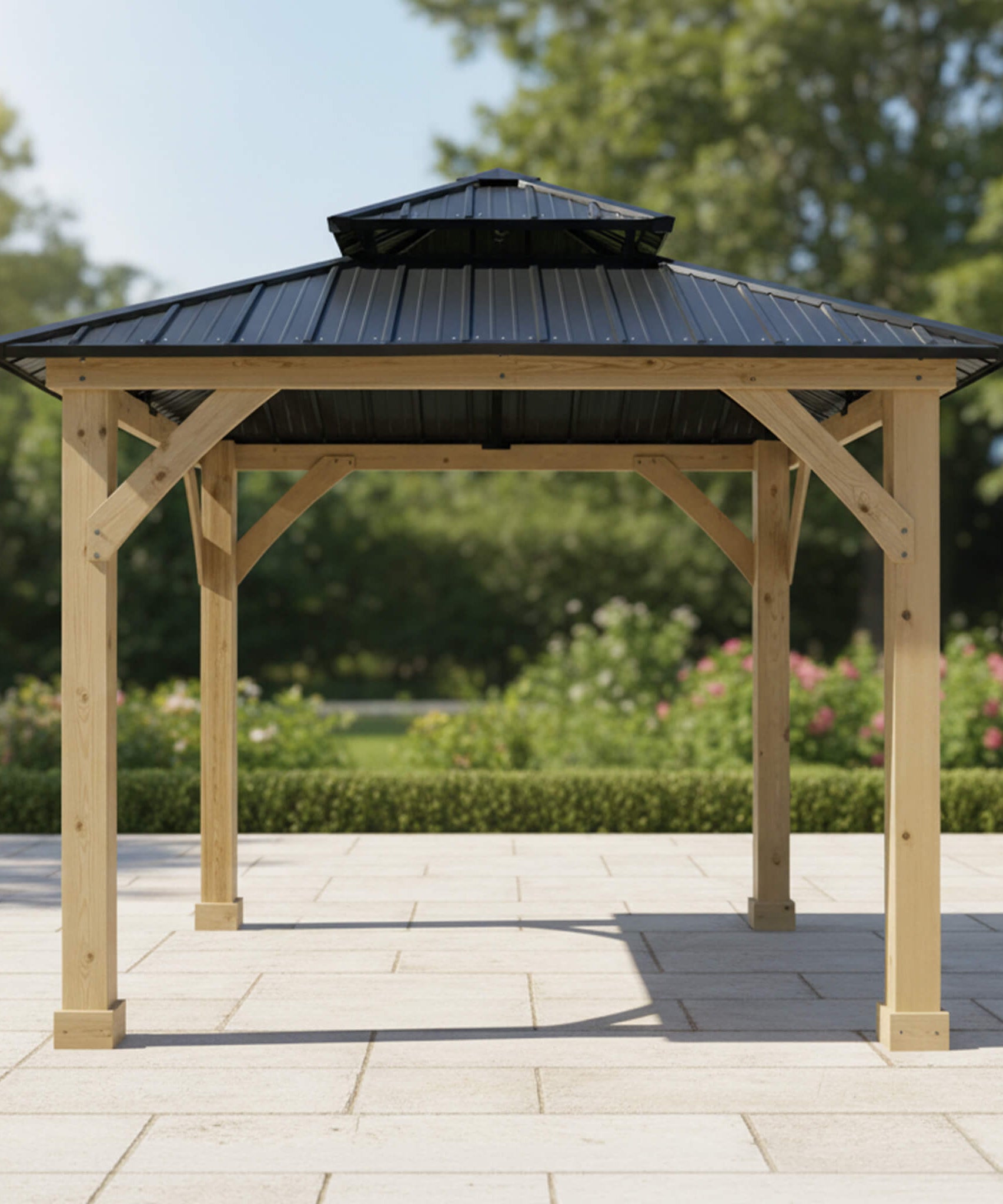 [10X10FT] Alora Premium Outdoor Patio Hardtop Gazebo With Double Steel Roof (SAK01291)