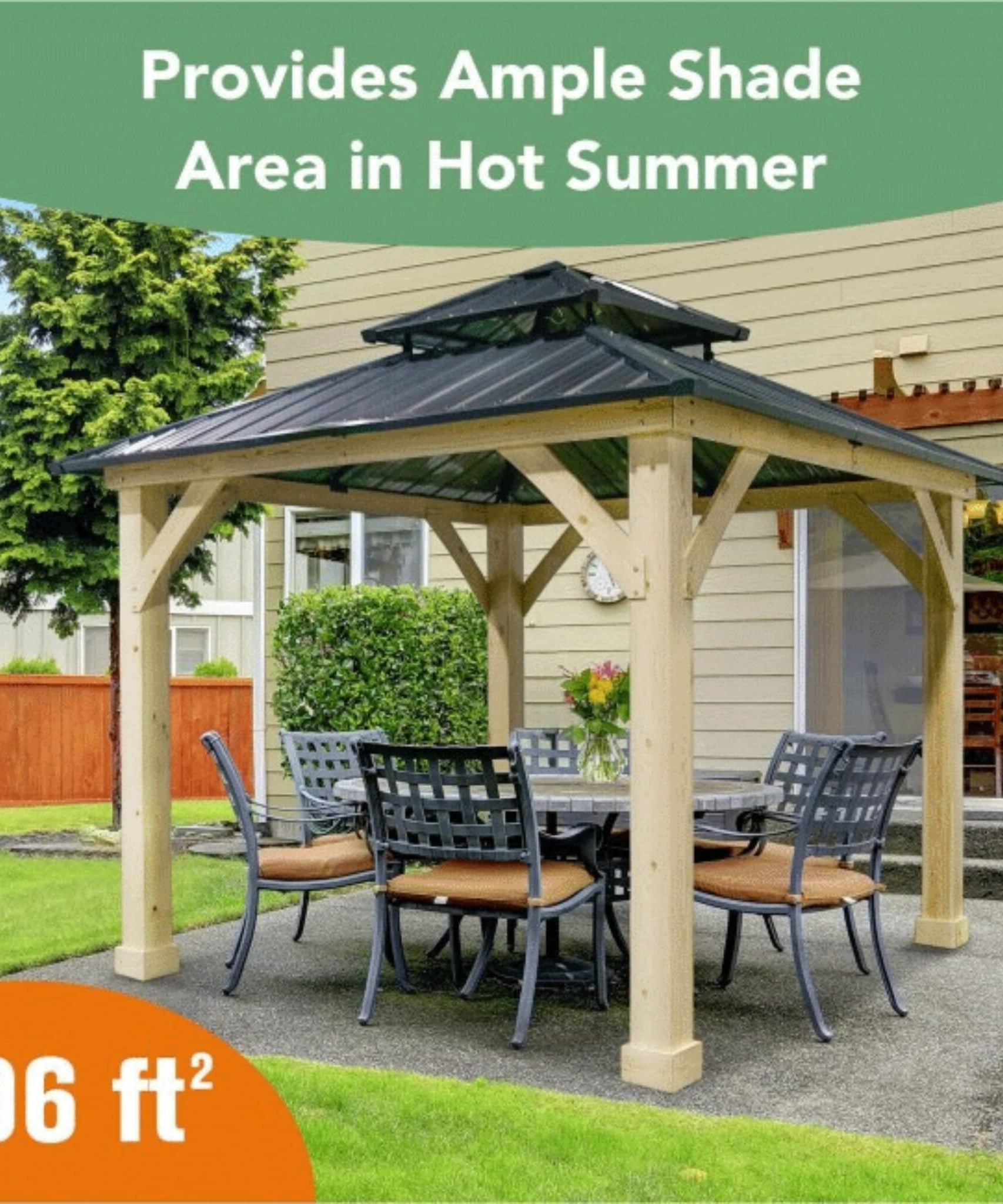 [10X10FT] Alora Premium Outdoor Patio Hardtop Gazebo With Double Steel Roof (SAK01291)
