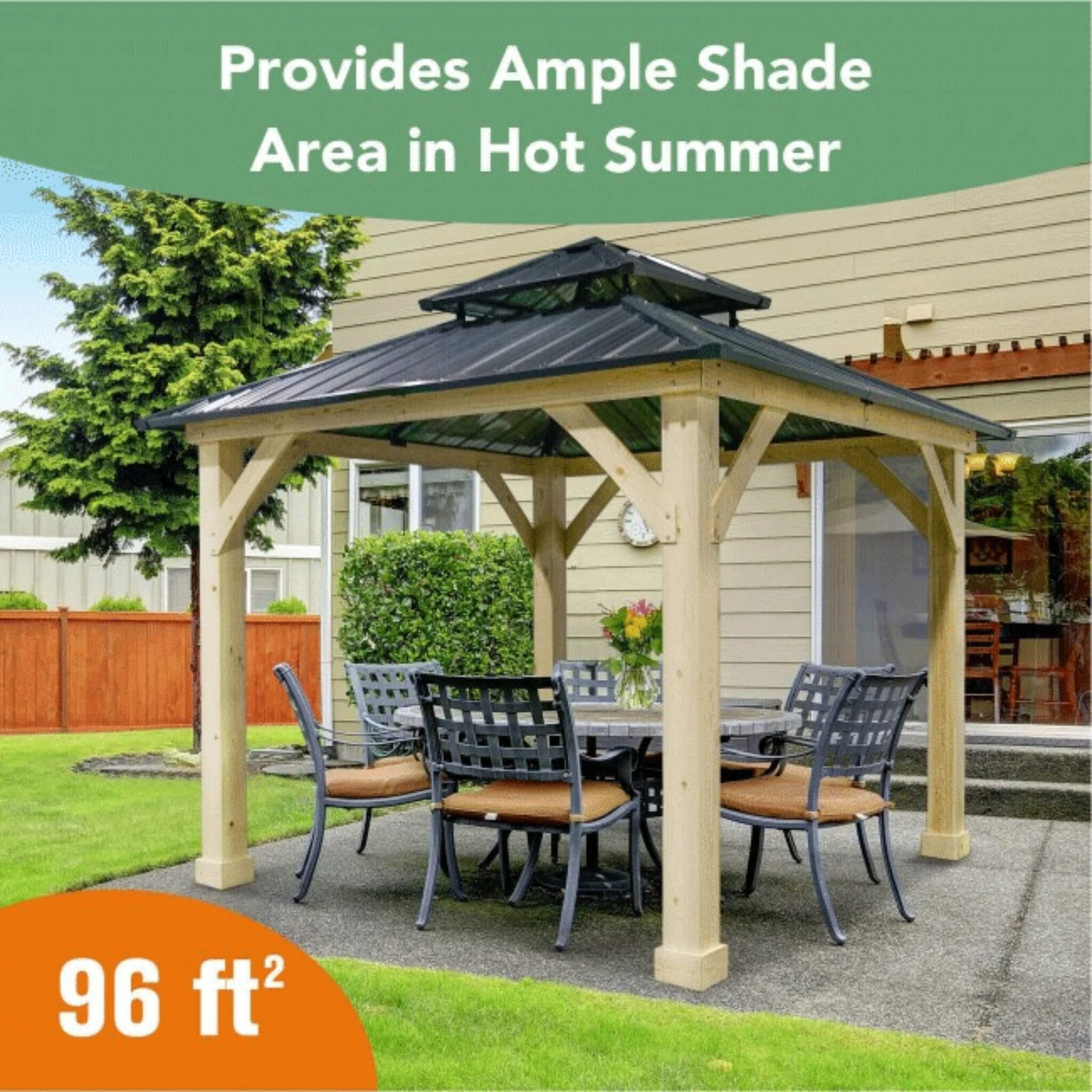 [10X10FT] Alora Premium Outdoor Patio Hardtop Gazebo With Double Steel Roof (SAK01291)