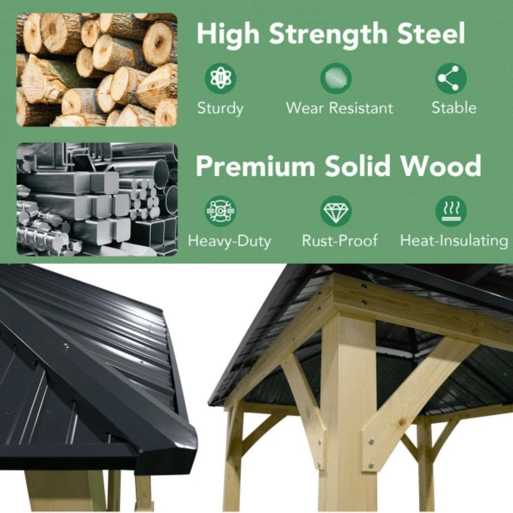 [10X10FT] Alora Premium Outdoor Patio Hardtop Gazebo With Double Steel Roof (SAK01291)