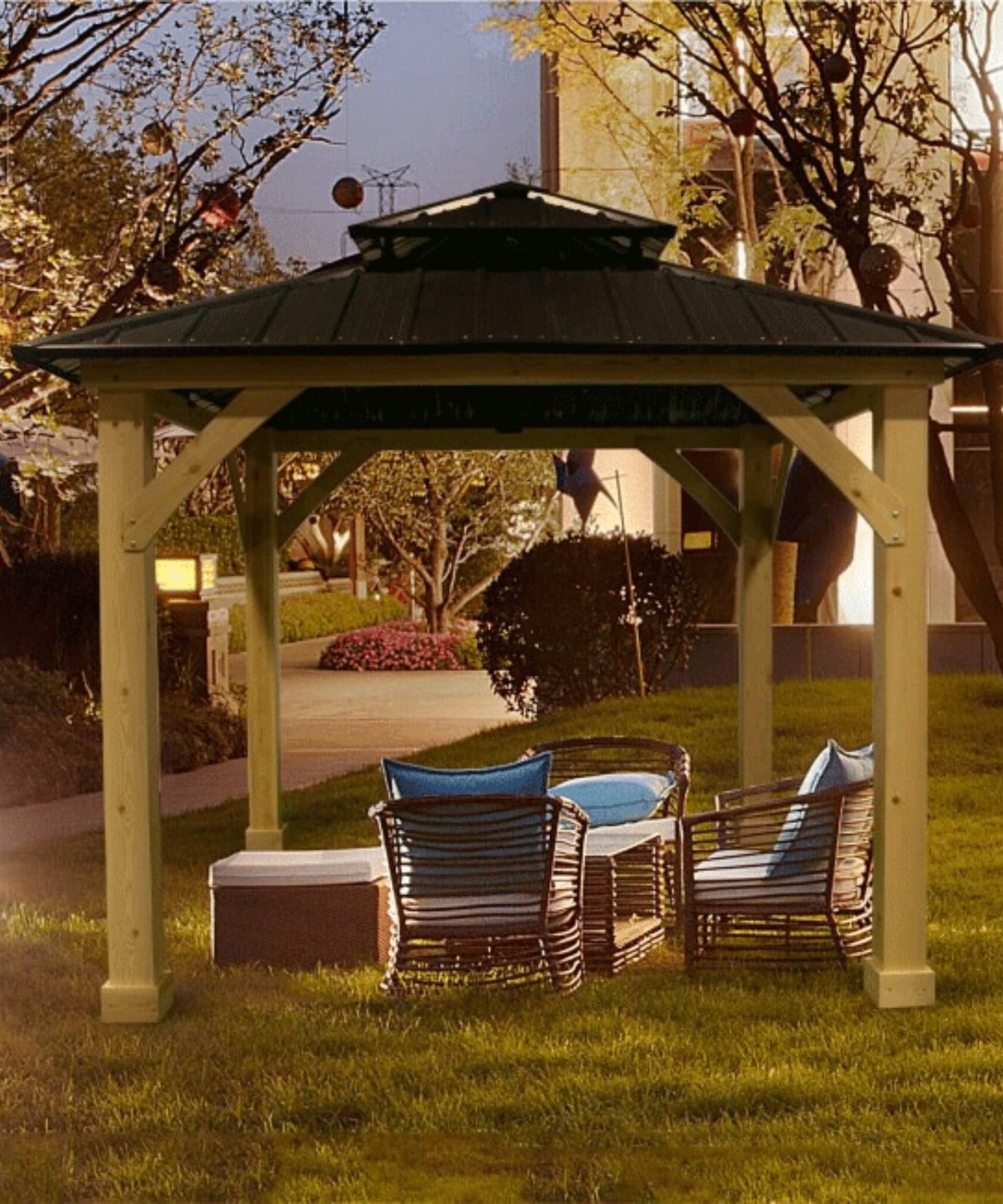 [10X10FT] Alora Premium Outdoor Patio Hardtop Gazebo With Double Steel Roof (SAK01291)