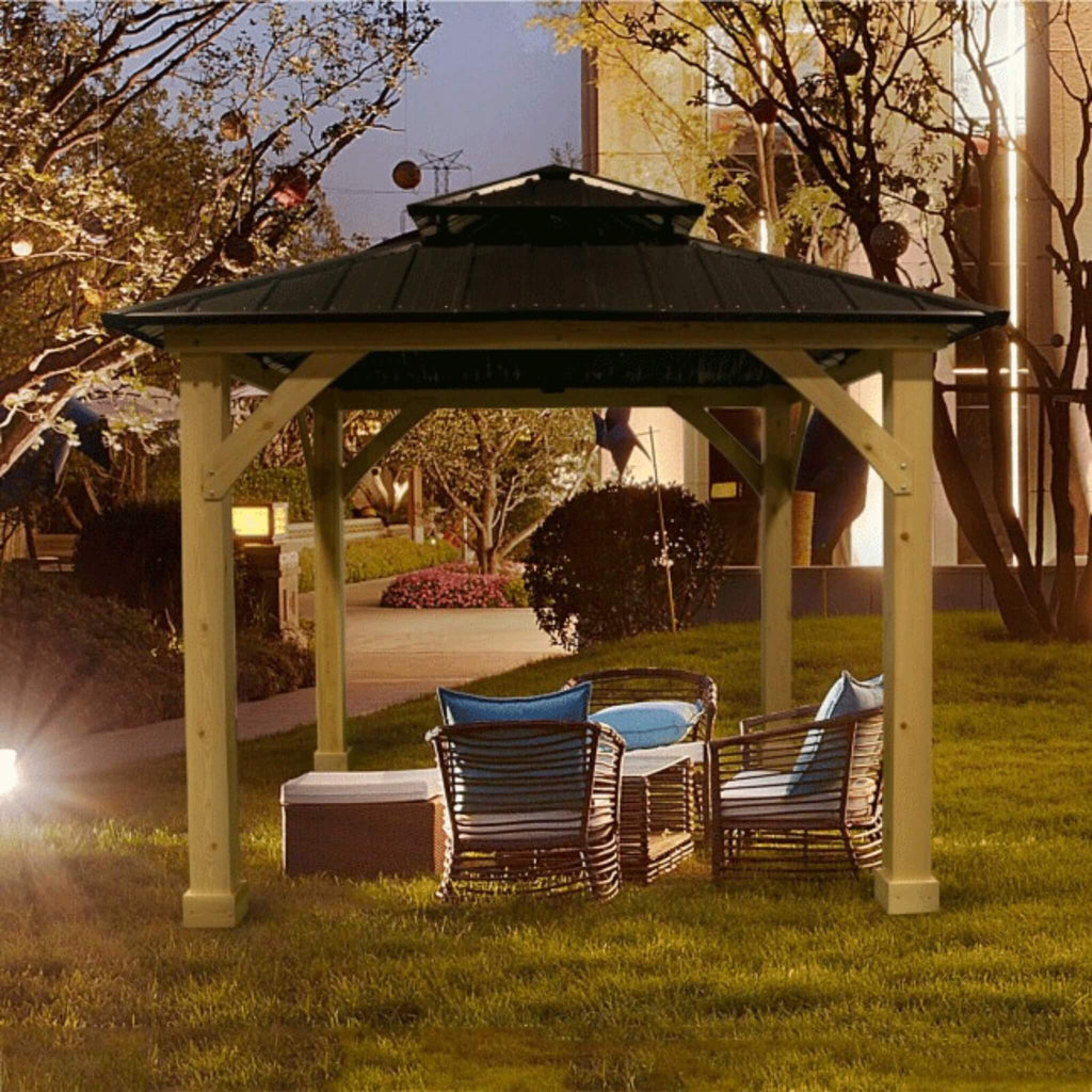 [10X10FT] Alora Premium Outdoor Patio Hardtop Gazebo With Double Steel Roof (SAK01291)