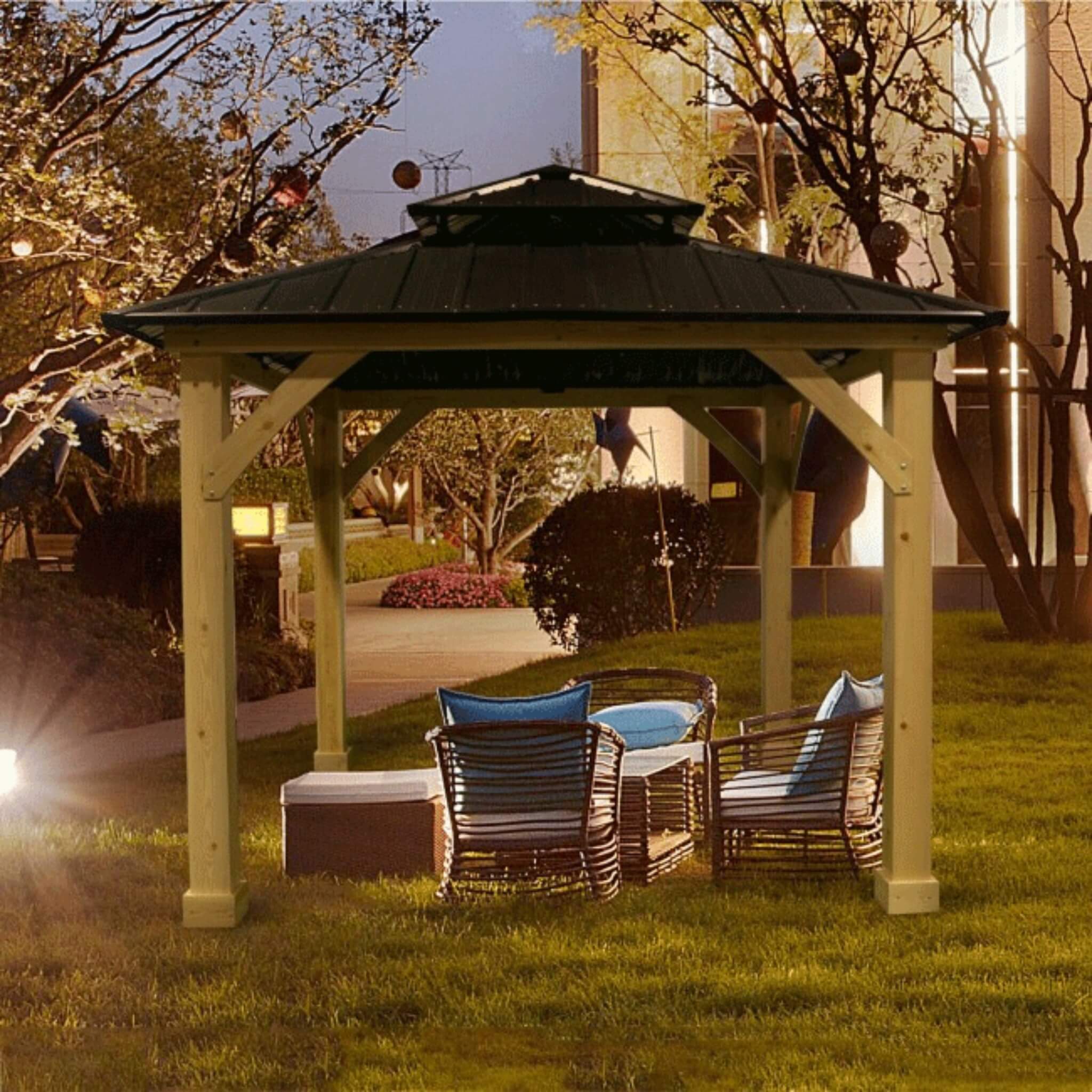 [10X10FT] Alora Premium Outdoor Patio Hardtop Gazebo With Double Steel Roof (SAK01291)