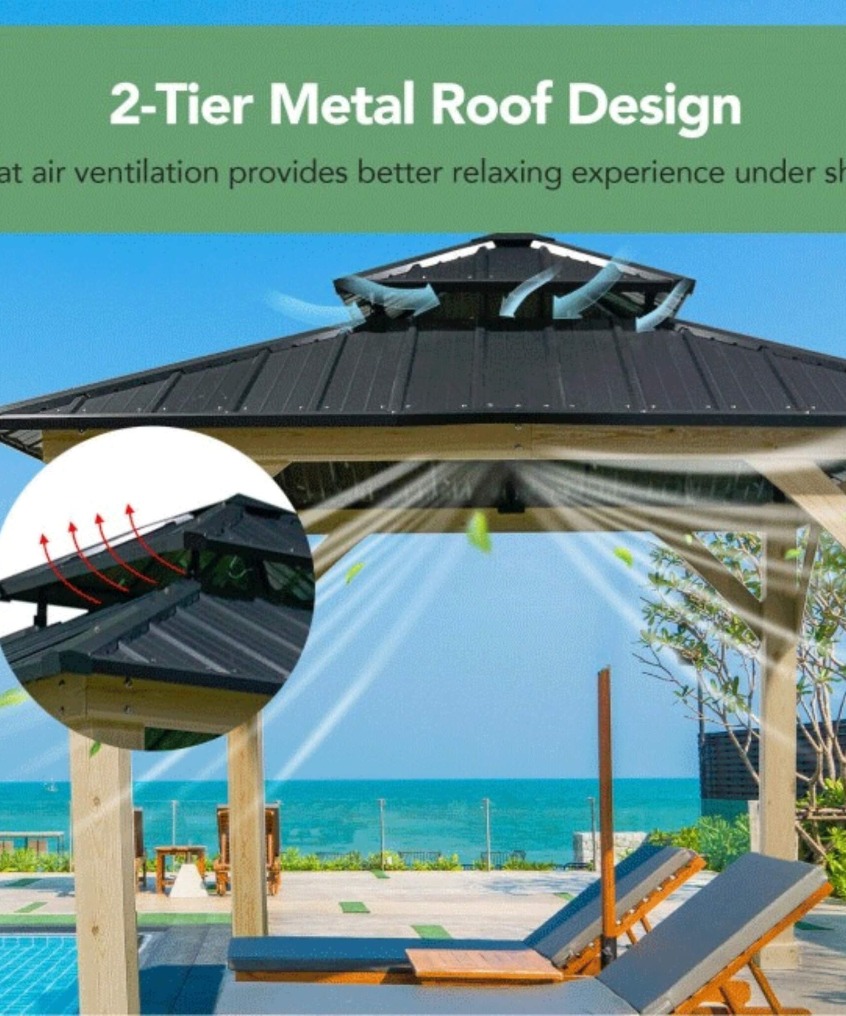 [10X10FT] Alora Premium Outdoor Patio Hardtop Gazebo With Double Steel Roof (SAK01291)