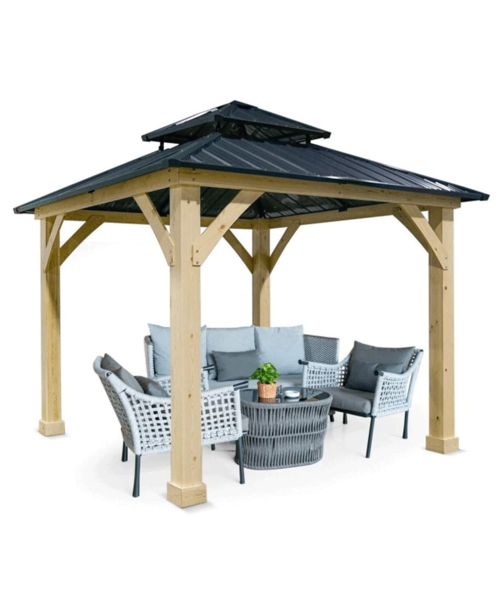 [10X10FT] Alora Premium Outdoor Patio Hardtop Gazebo With Double Steel Roof (SAK01291)