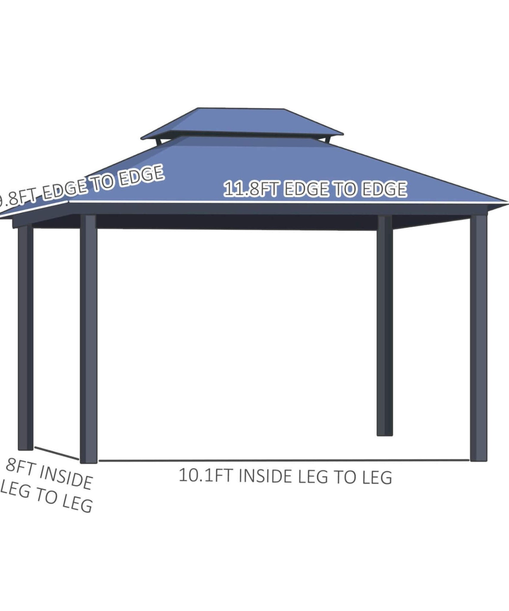 [10X12FT] Alora Hardtop Gazebo Canopy With Polycarbonate Double Roof, Netting, And Curtains (SAK15672)