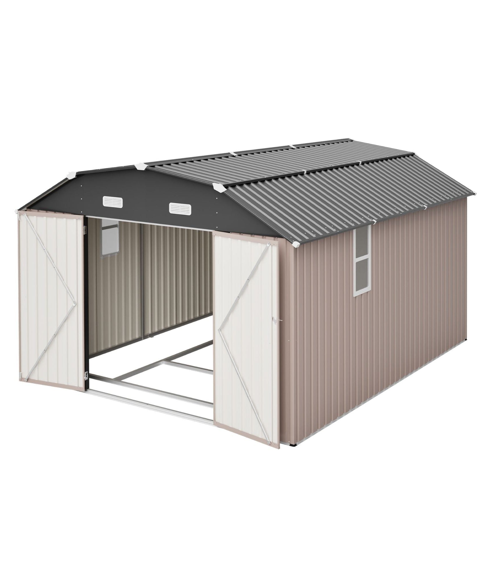 [10X12FT] Alora Heavy-Duty Outdoor Metal Storage Shed With Floor (SAK91820)