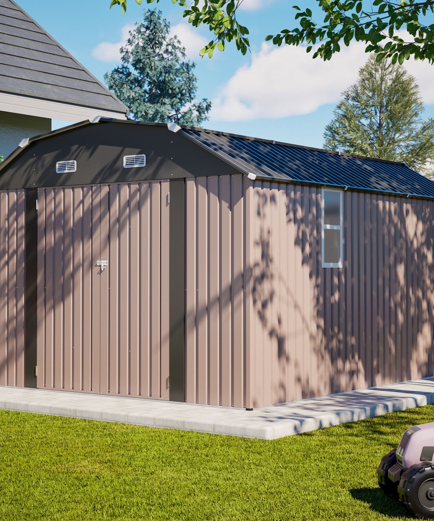[10X12FT] Alora Heavy-Duty Outdoor Metal Storage Shed With Floor (SAK91820)