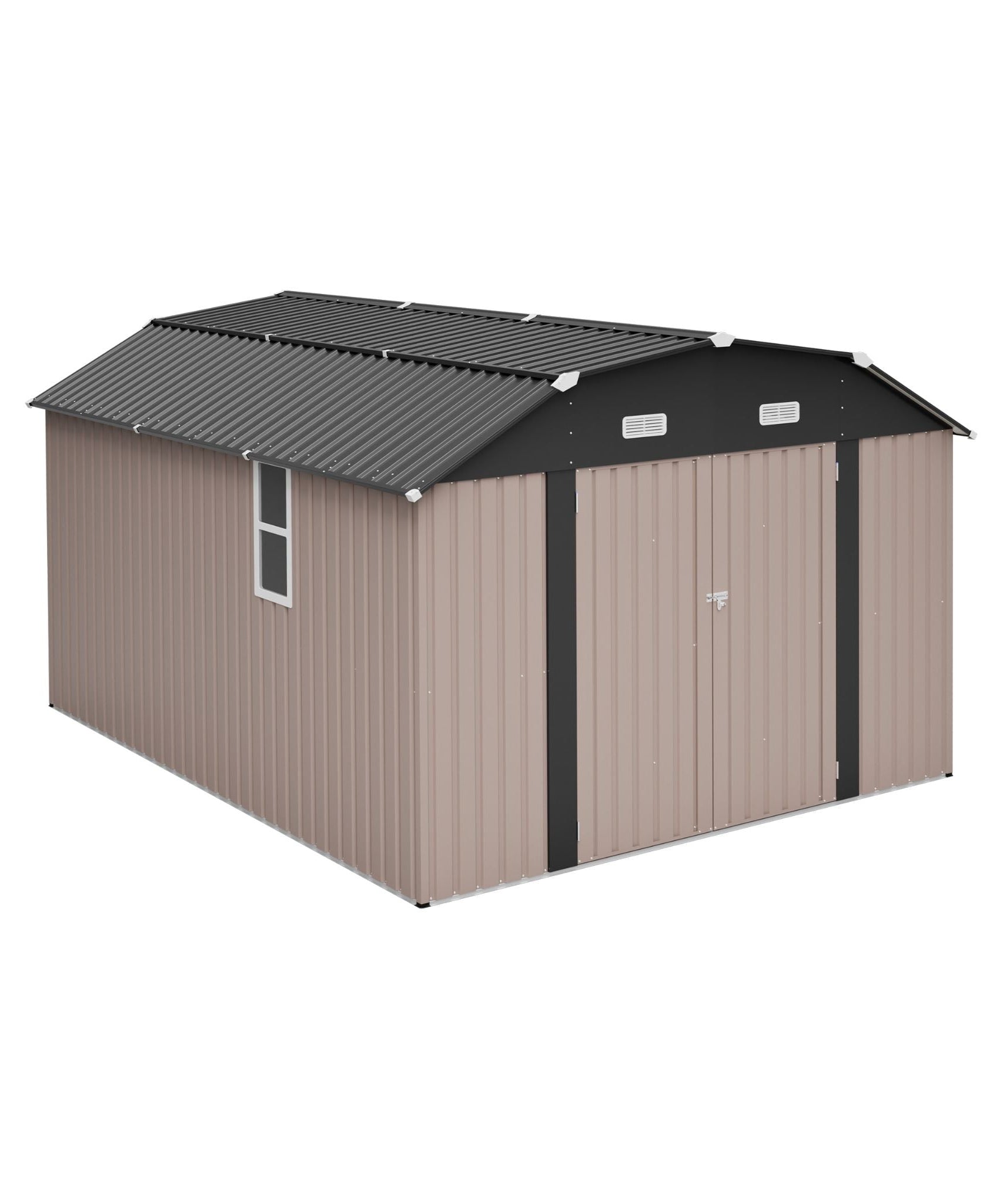 [10X12FT] Alora Heavy-Duty Outdoor Metal Storage Shed With Floor (SAK91820)