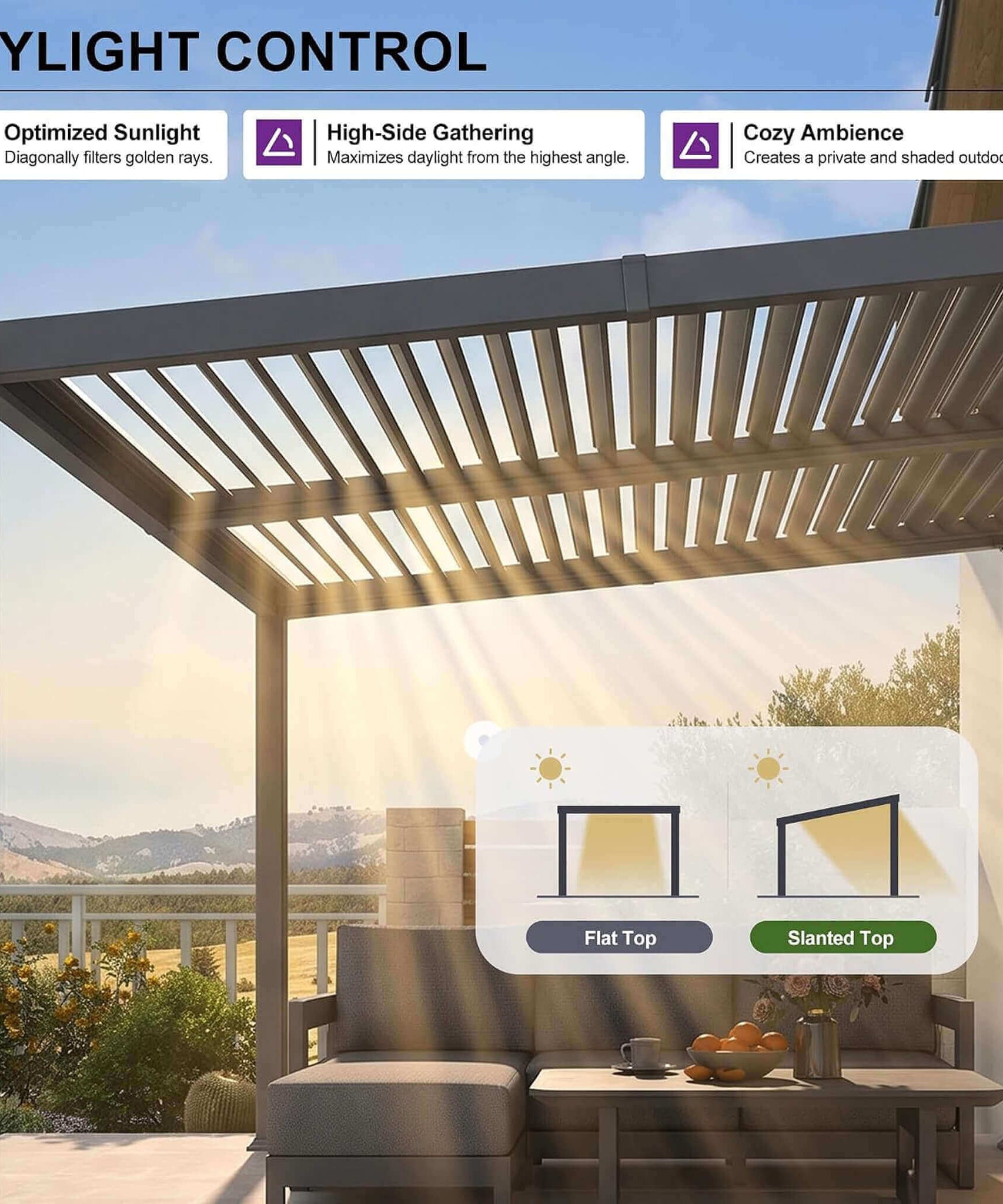 [10X12FT] Alora Modern Louvered Aluminum Pergola With Sloped Roof (SAK41765)