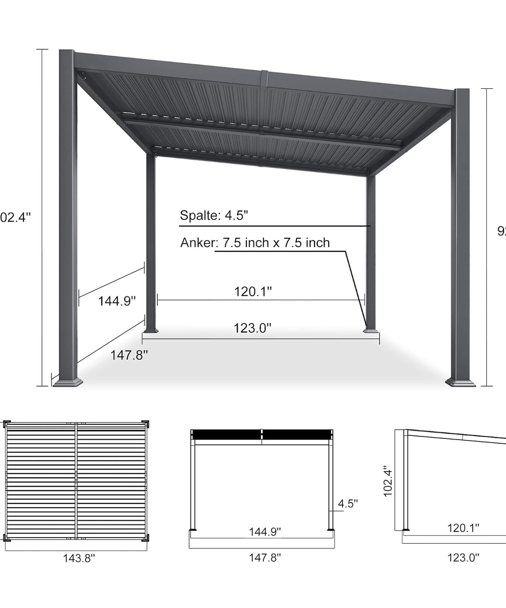 [10X12FT] Alora Modern Louvered Aluminum Pergola With Sloped Roof (SAK41765)