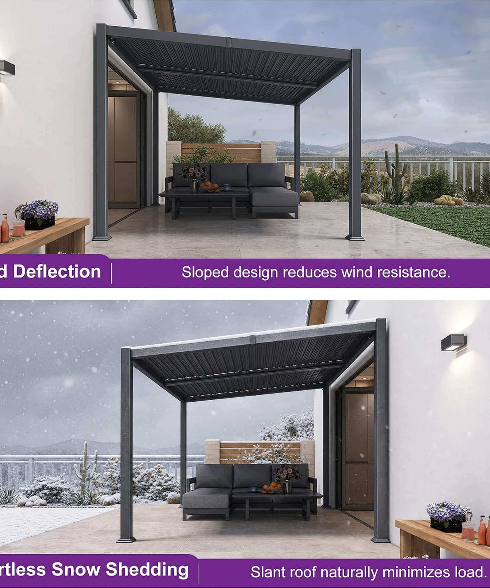 [10X12FT] Alora Modern Louvered Aluminum Pergola With Sloped Roof (SAK41765)